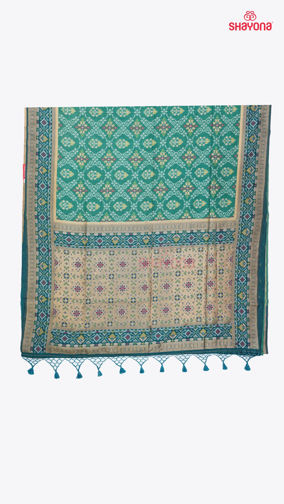 Dark Sea Green & Dark Cadet Blue Ghicha Art Silk Saree