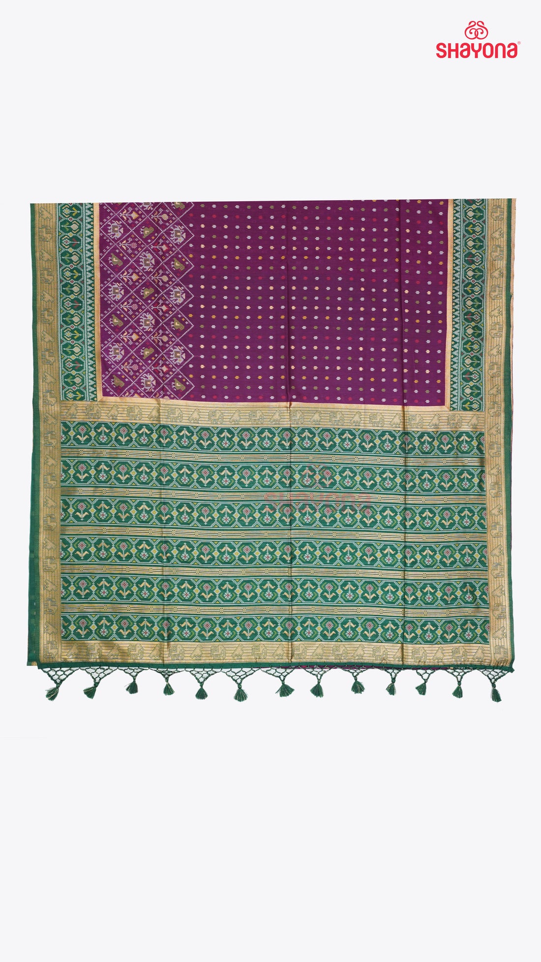 Dark Purple & Pomona Green Ghicha Art Silk Saree