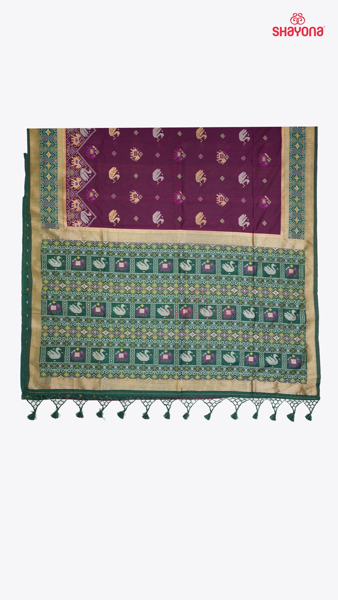 Dark Purple & Pomona Green Ghicha Art Silk Saree