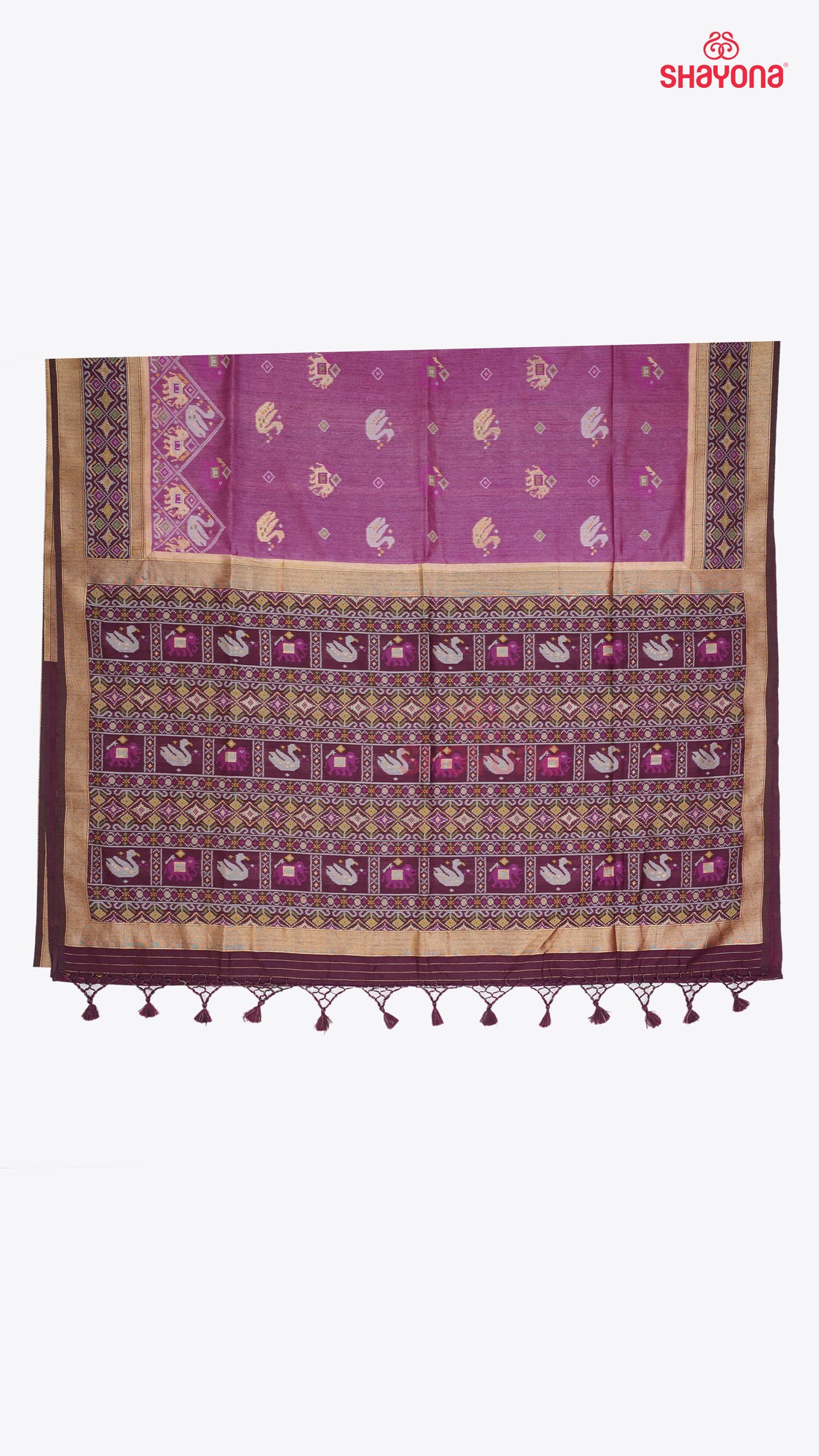 Dark Pink & Wine Ghicha Art Silk Saree