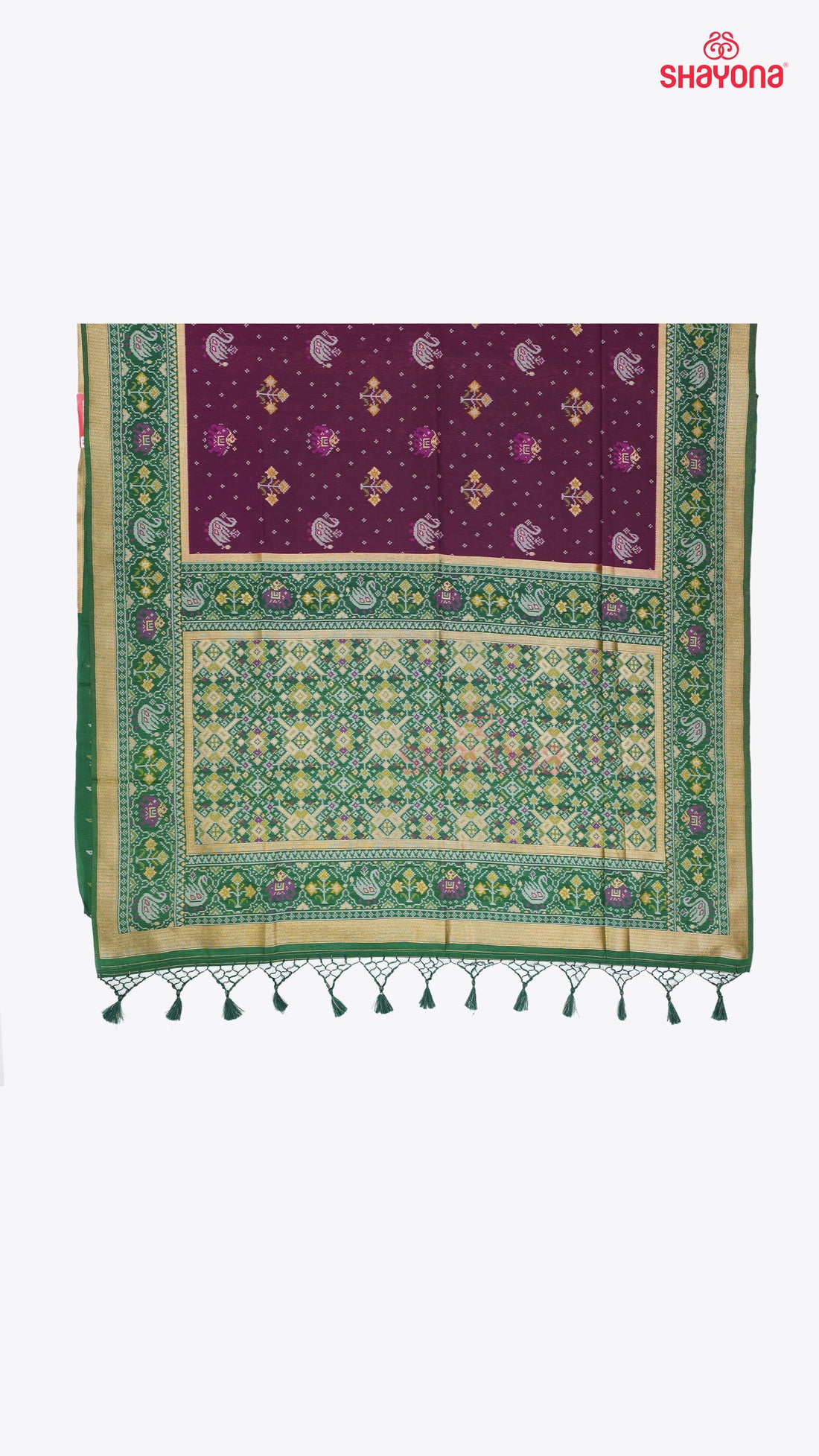 Dark Purple & Dark Green Ghicha Art Silk Saree