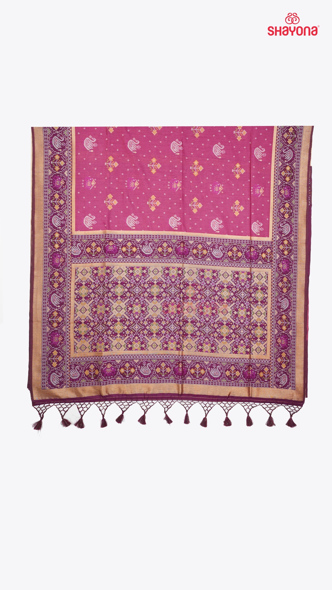 Magenta & Dark Purple Ghicha Art Silk Saree