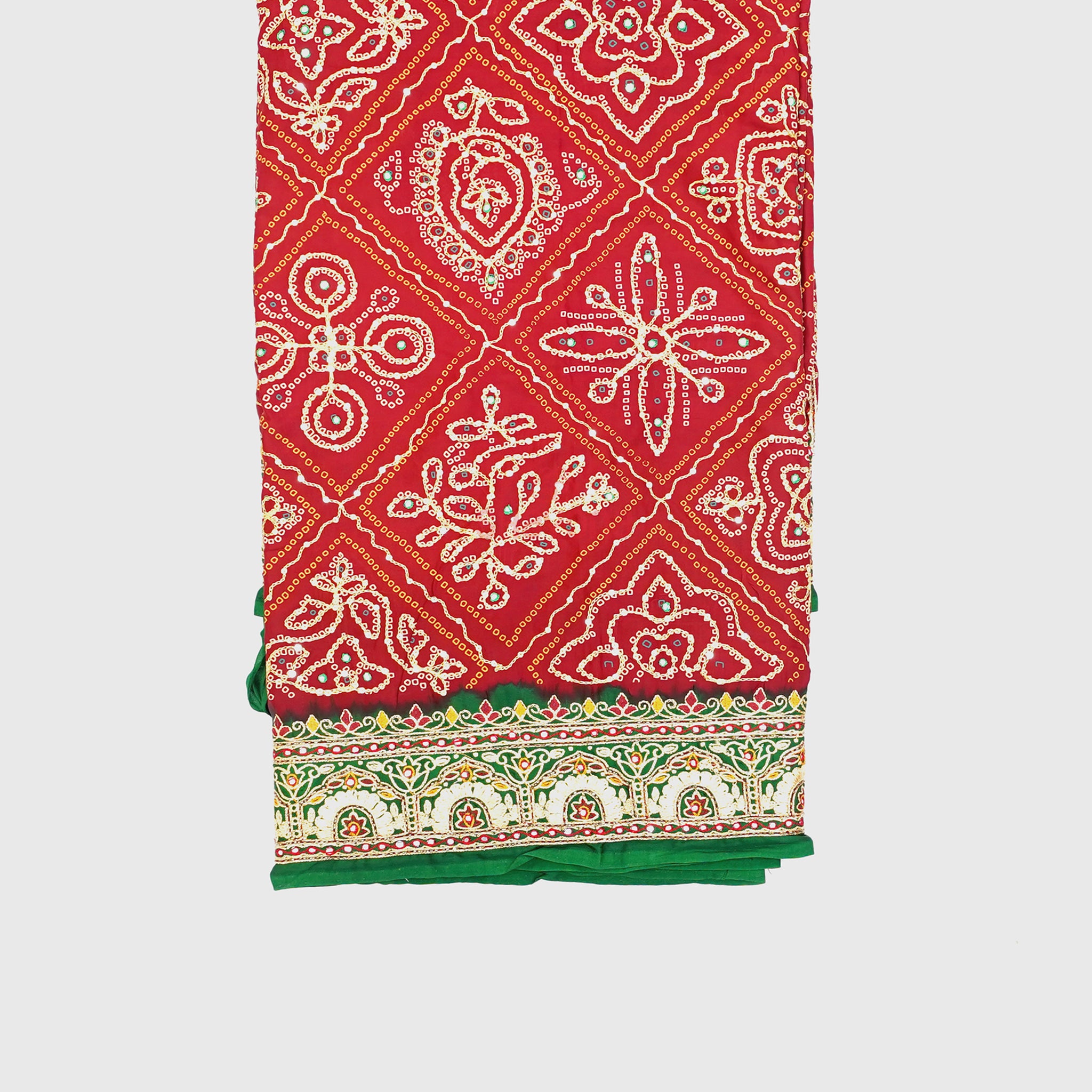 Maroon & Dark Green Pure Gajji Silk Gharchola Saree