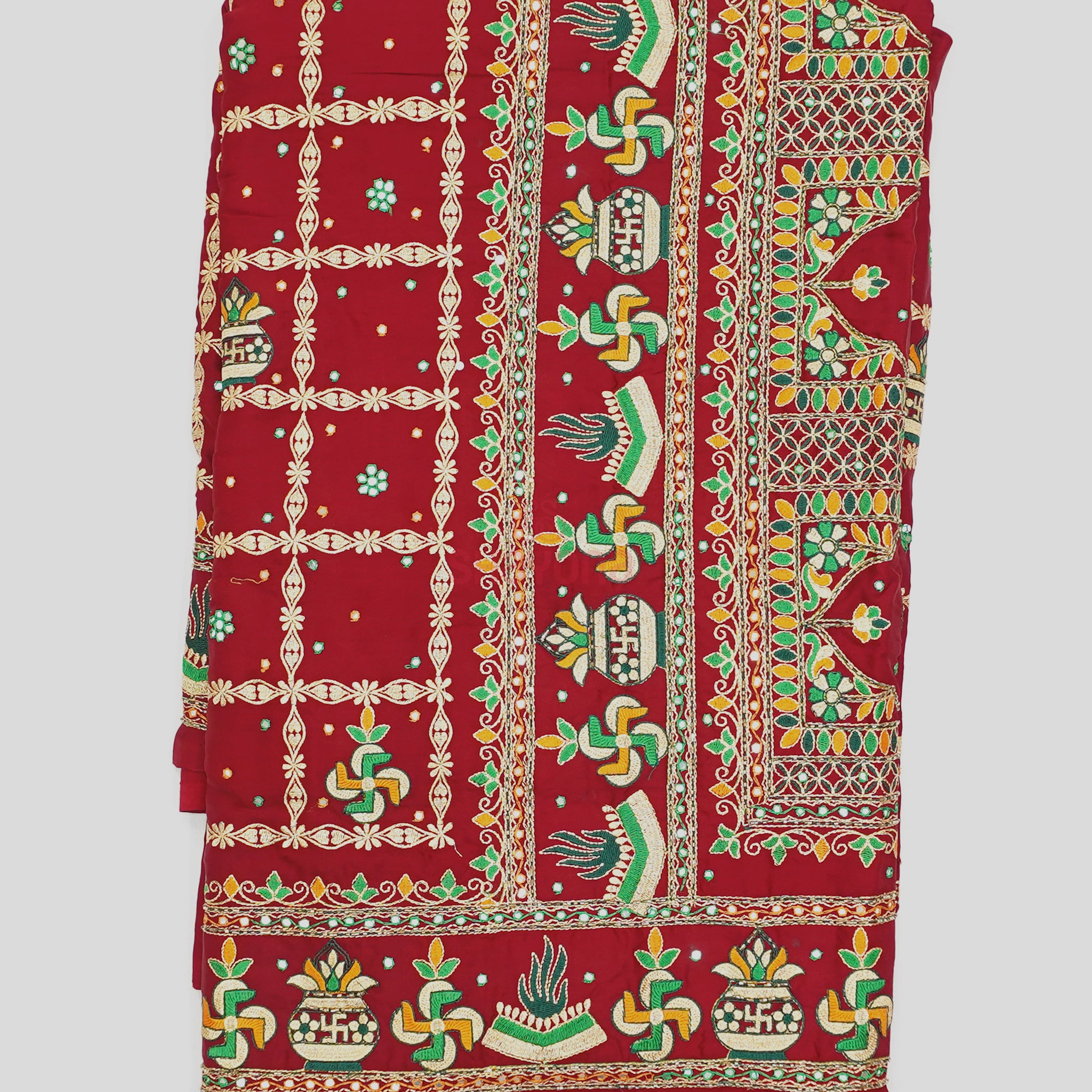 Maroon coloured Pure Gajji Silk Gharchola Saree