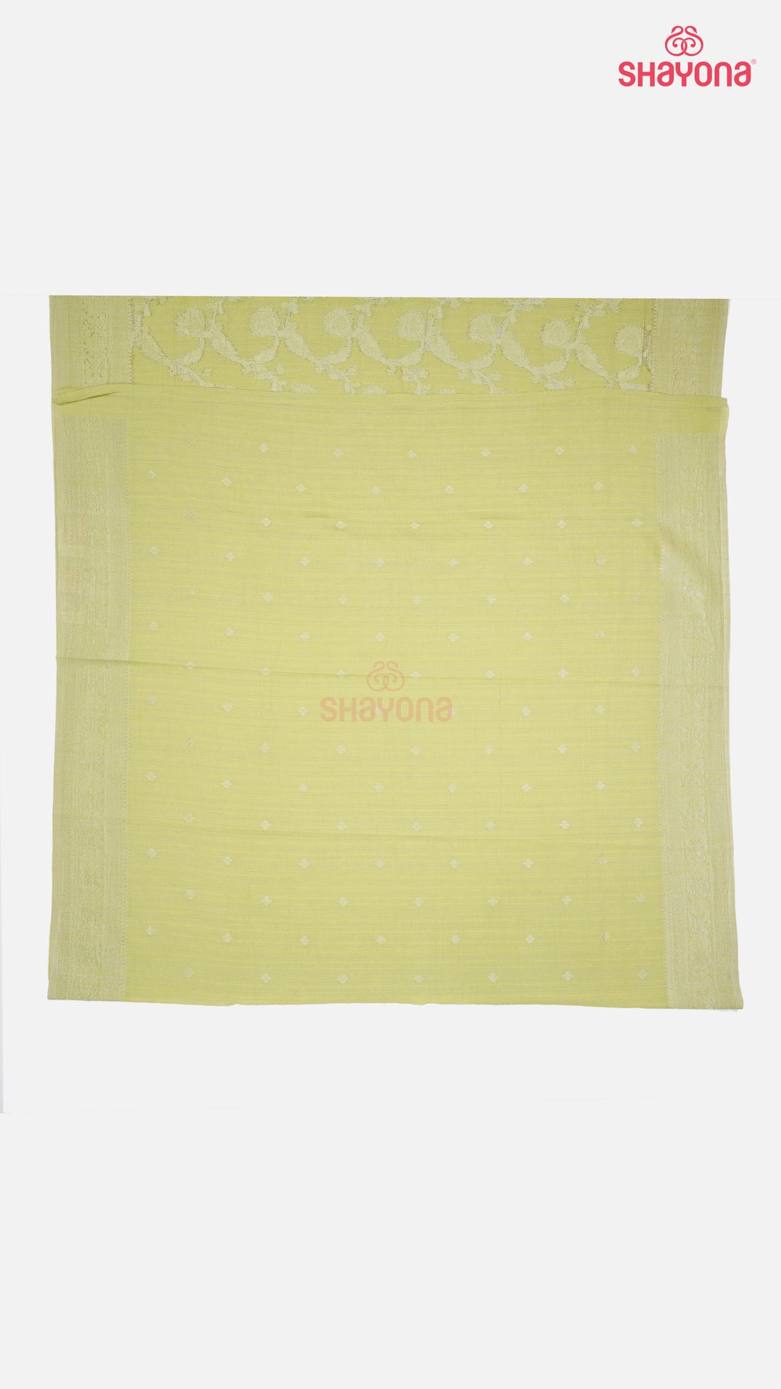 Olive Banarasi Georgette Khaddi Print Saree with All-Over Butti, Jaal Weave, Nakshi Border & Heavy Pallav