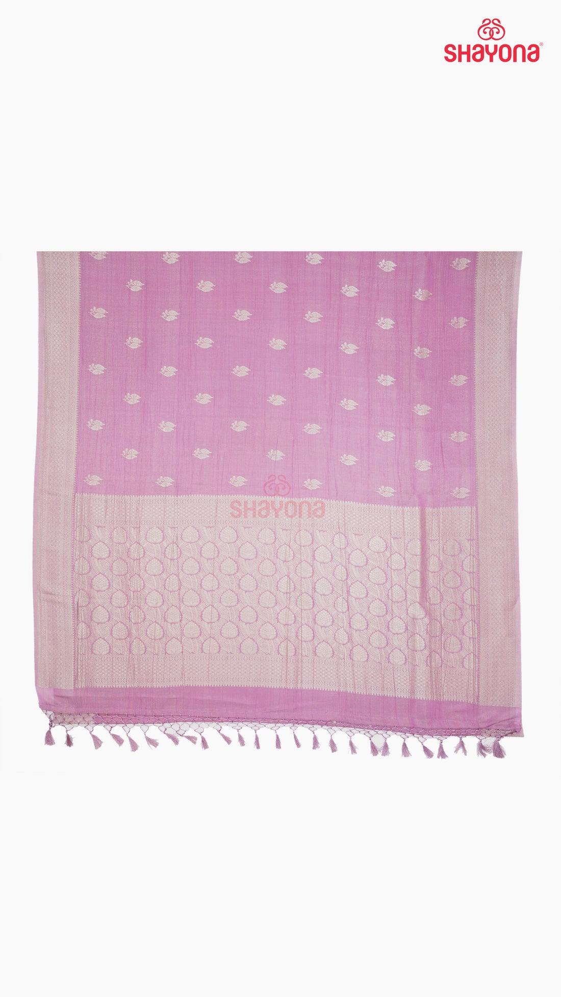 Purple Banarasi Georgette Khaddi Print Saree with Butta Gala, All-Over Jaal Nakshi Border & Heavy Pallav