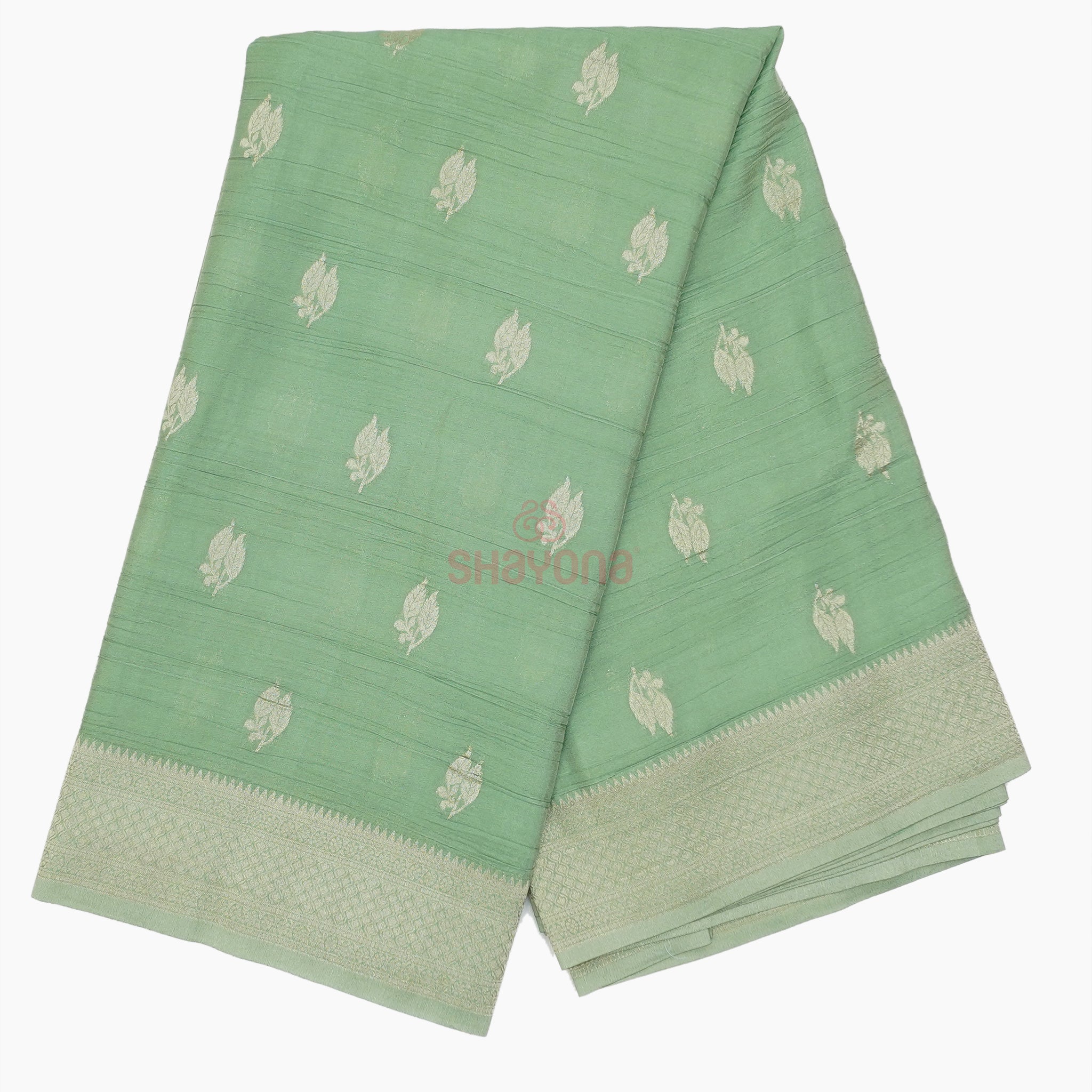 Aqua Banarasi Georgette Khaddi Soft Silk Saree with Butti Gala, Jaal Nakshi Border & Heavy Pallav