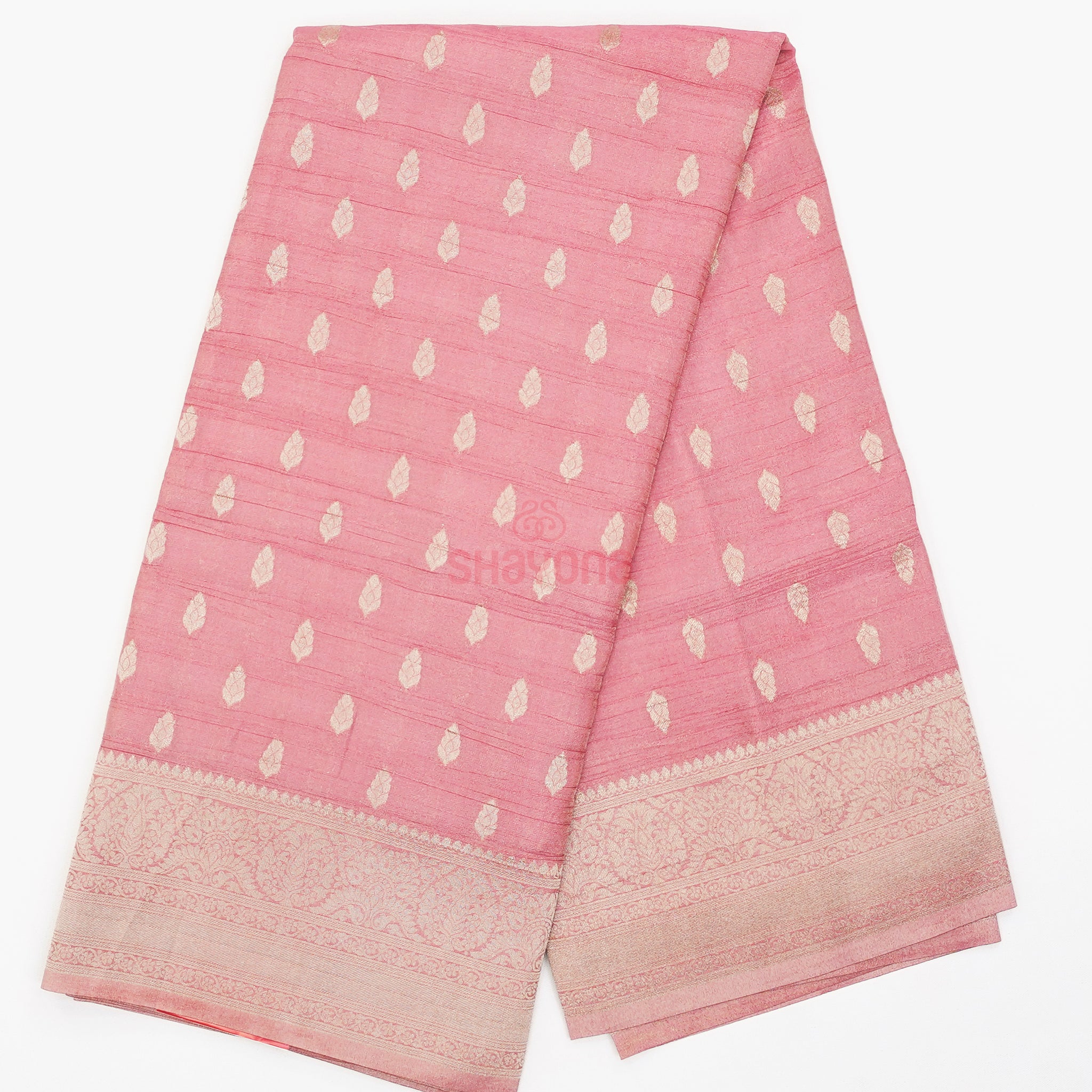 Dark Pink Banarasi Georgette Khaddi Print Saree with Butti Gala, All Over Jaal Nakshi Border & Heavy Pallav