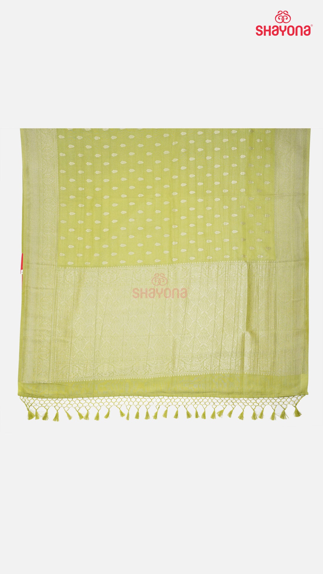 Olive Banarasi Georgette Khaddi Soft Silk Saree with Butti Gala, Jaal Nakshi Border & Heavy Pallav