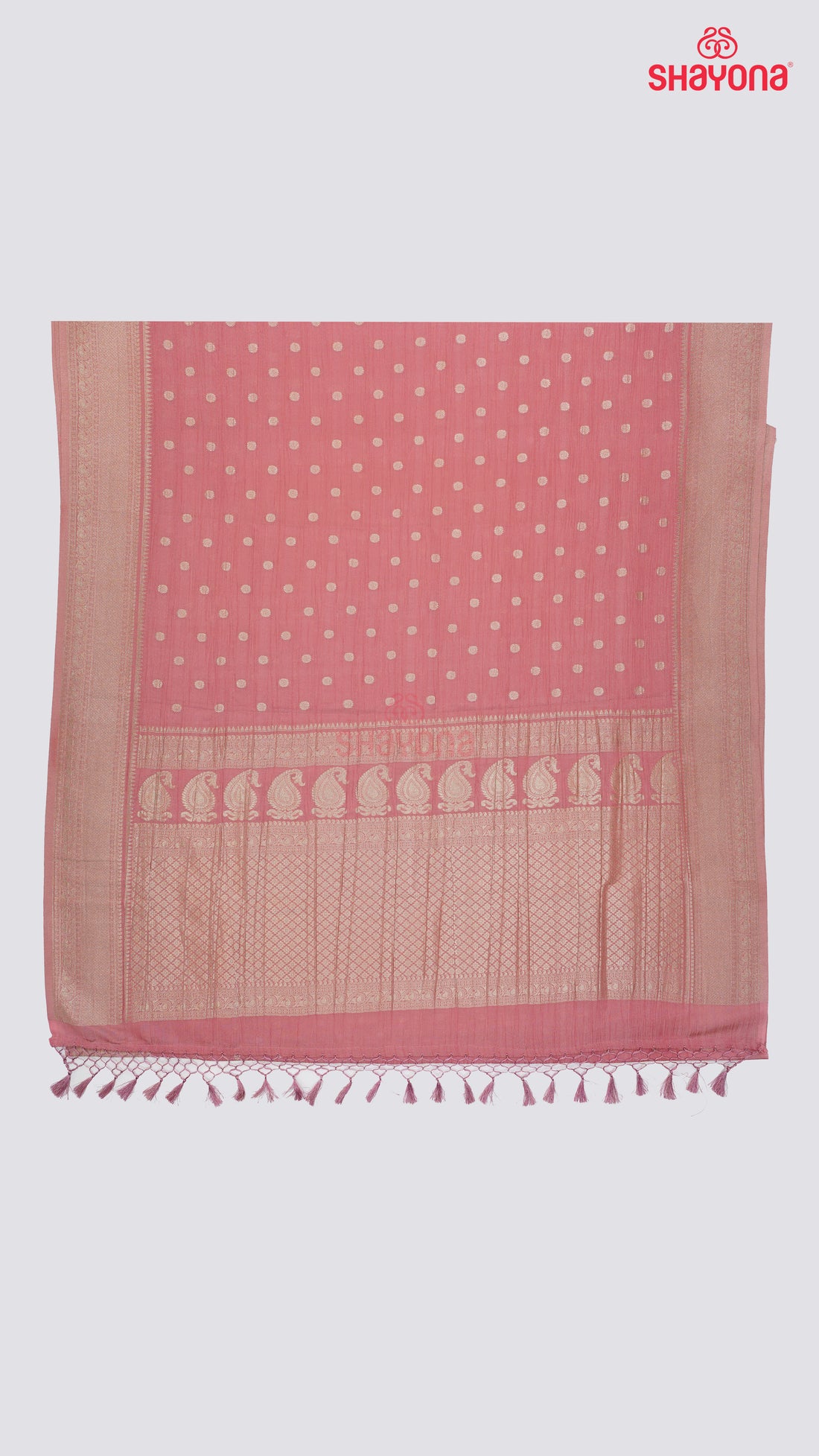 Dark Pink Banarasi Georgette Khaddi Print Saree with All Over Butti Gala, Jaal Nakshi Border & Heavy Pallav
