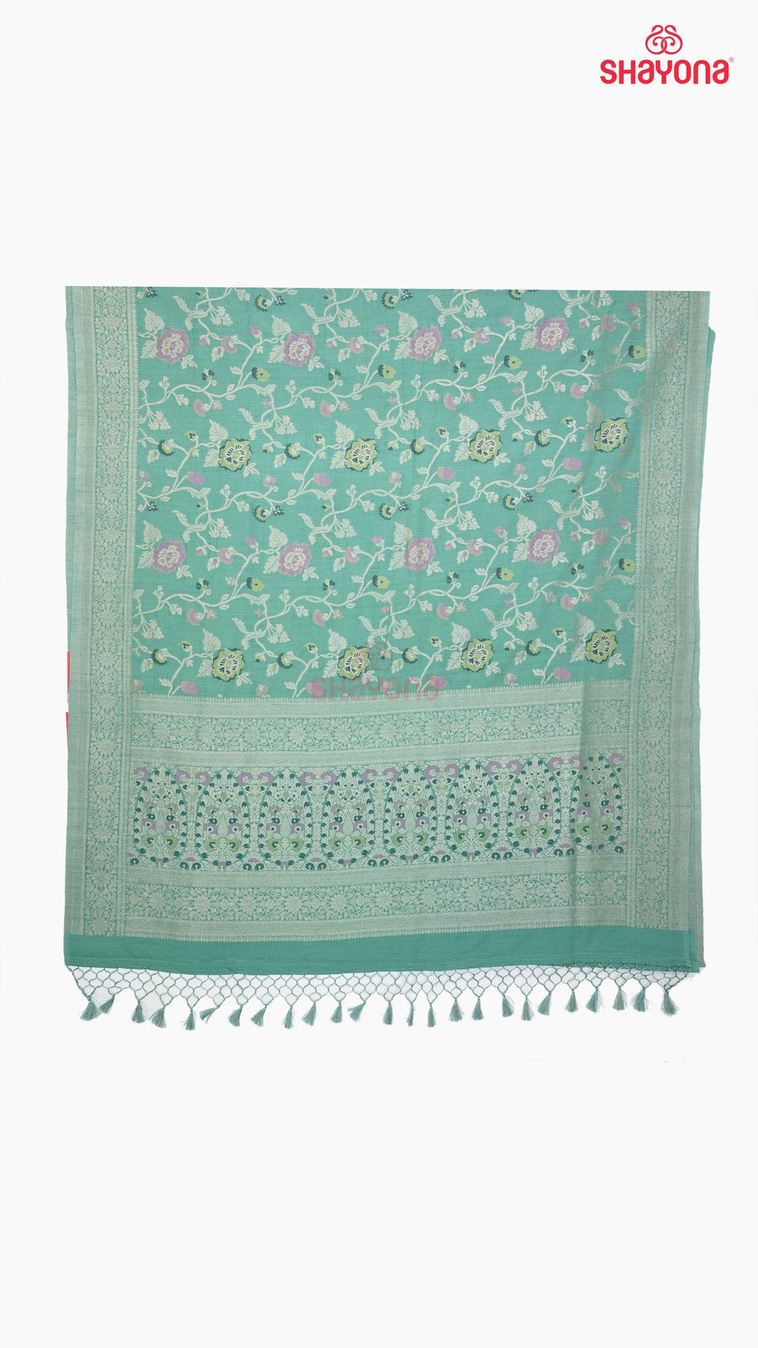 Light Slate Gray Banarasi Georgette Soft Silk Saree with Minakari Jaal Gala & Heavy Pallav