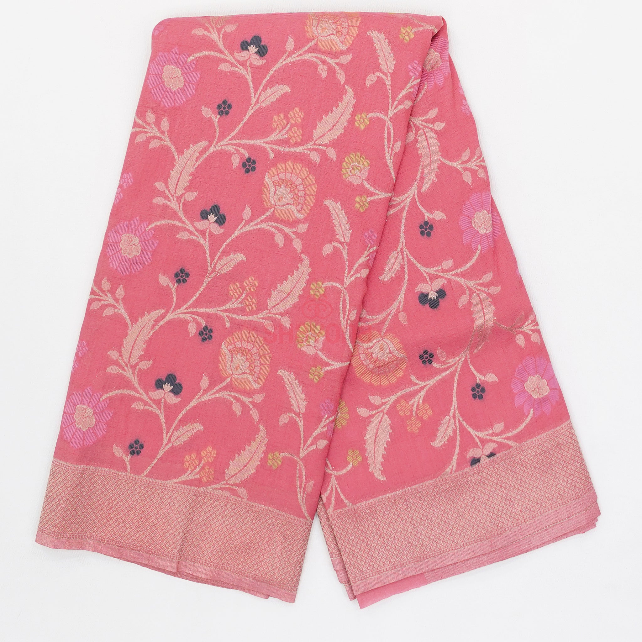 Dark Pink Banarasi Georgette Soft Silk Saree with Minakari Jaal Gala & Heavy Pallav