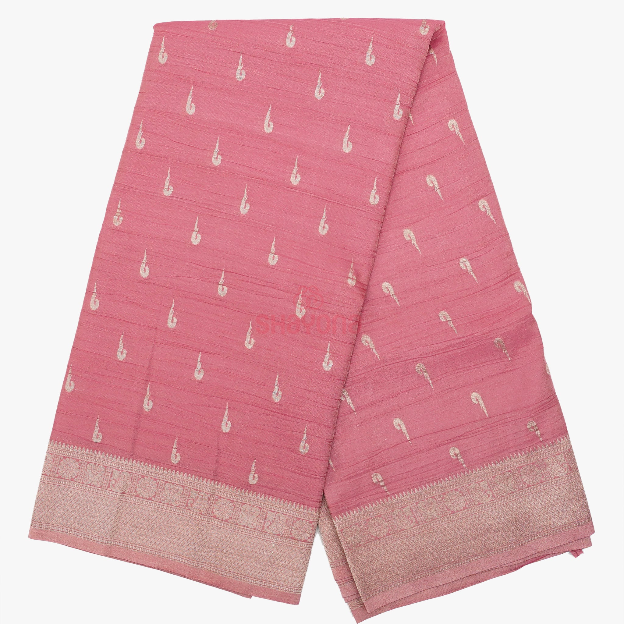 Dark Pink Banarasi Georgette Khaddi Print Saree with Butti Gala, All Over Jaal Nakshi Border & Heavy Pallav