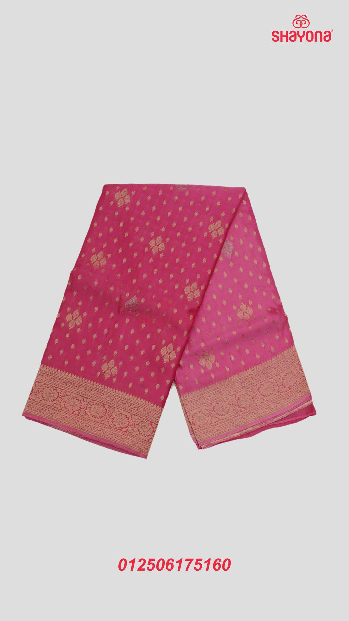 Light Deep Pink Banarasi Georgette Khaddi Print Soft Silk Saree with Butta & Butti Gala, Jaal Nakshi Border & Heavy Pallav