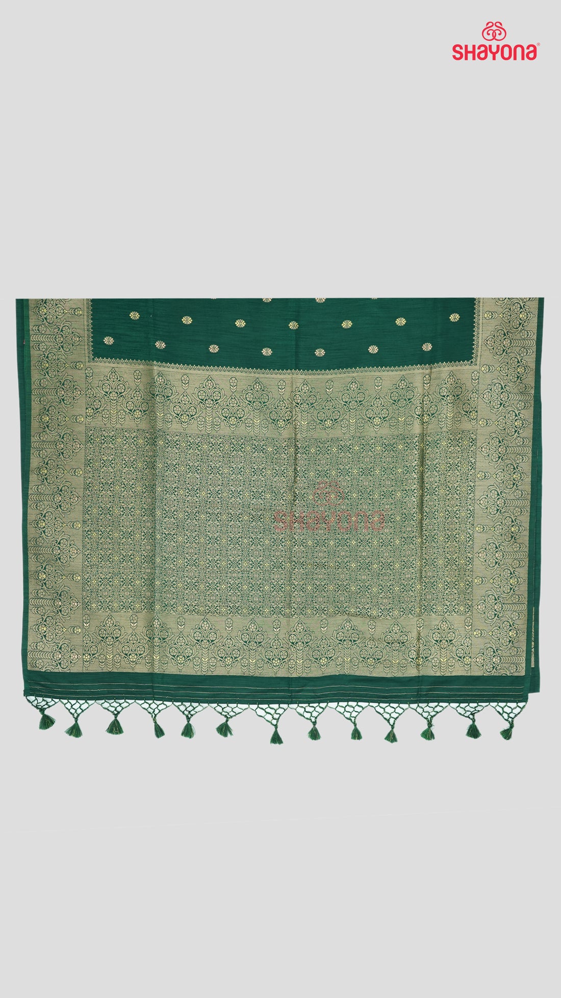 Pomona Green Banarasi Soft Silk Saree with Butti Gala & Nakshi Border