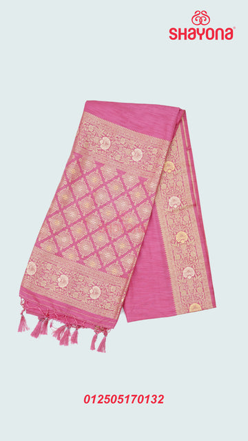 Light Deep Pink Banarasi Soft Silk Saree with Heavy Minakari Nakshi Border