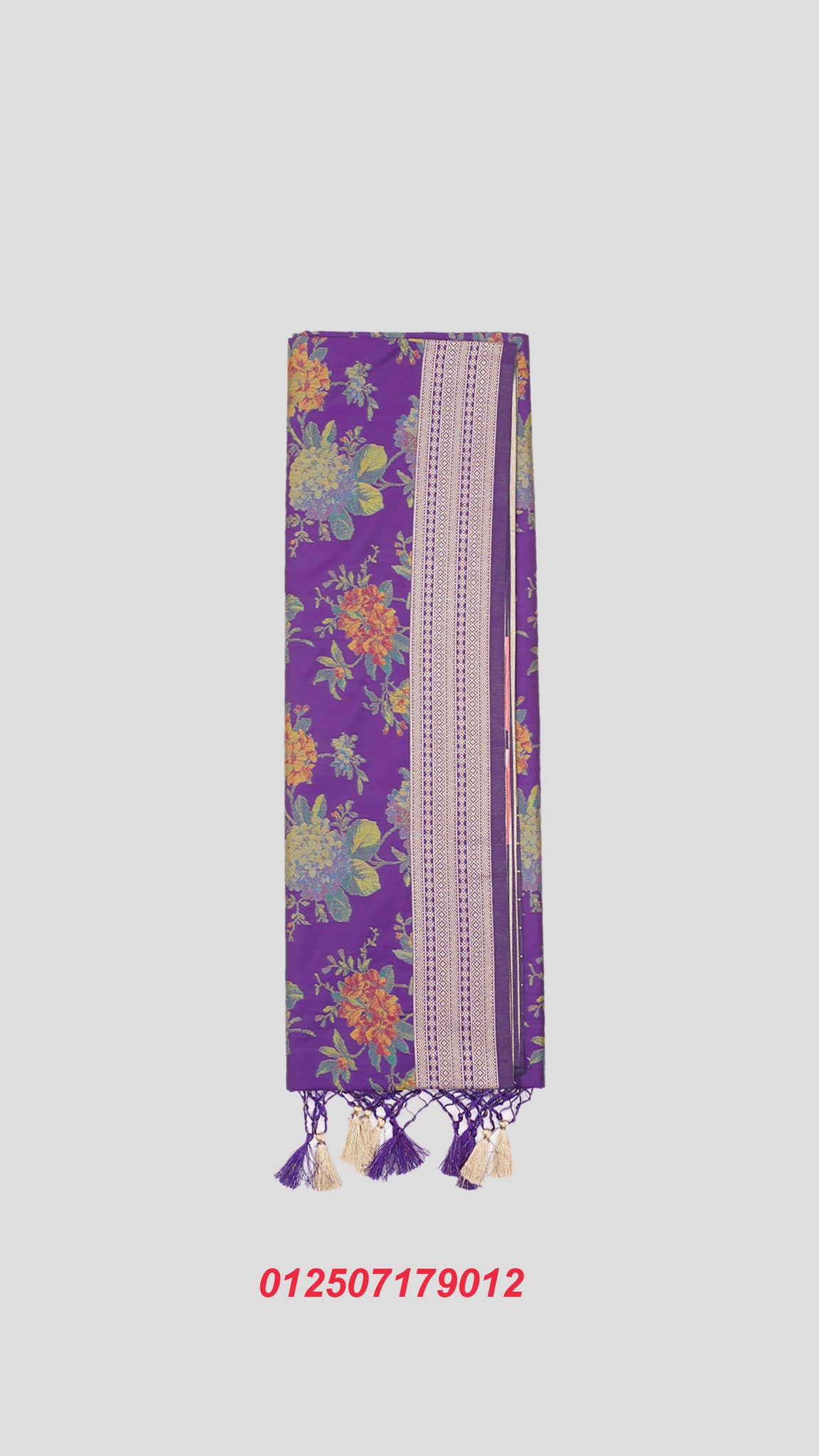 Indigo Banarasi Silk Ashavali Saree with Butti & Floral Jaal Gala