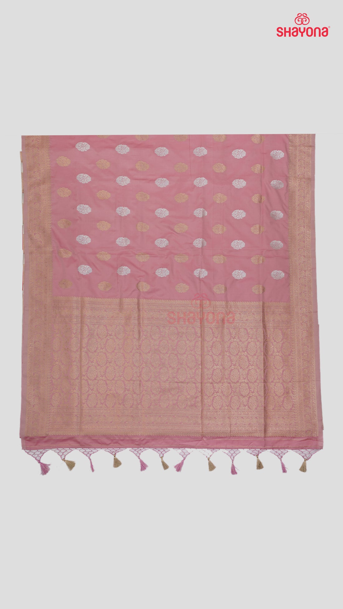 Pink Banarasi Silk Ashavali Saree with Minakari Butta in Gala, Nakshi Border & Heavy Pallav