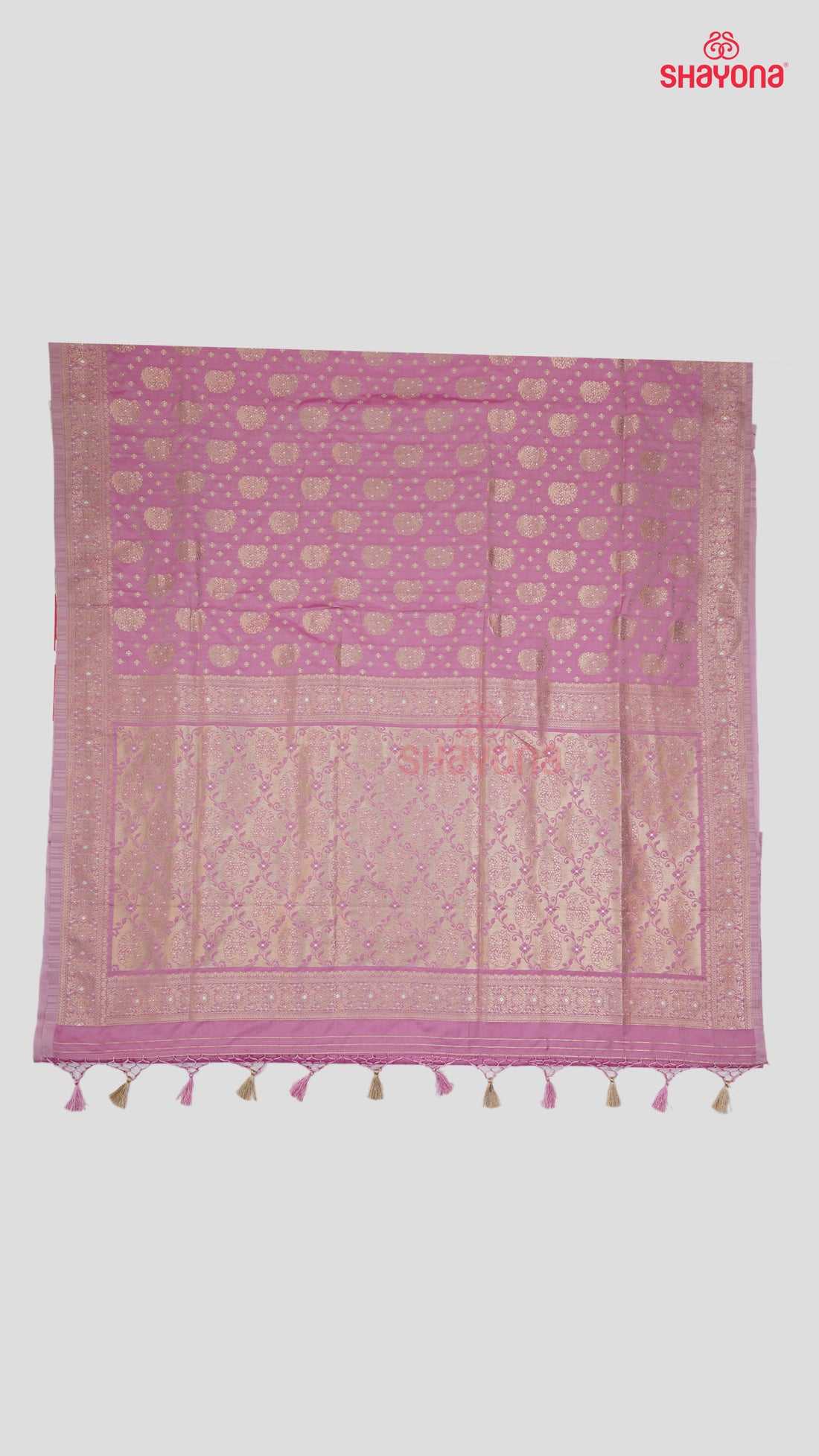 Pink Banarasi Silk Ashavali Saree with Minakari Butta in Gala, Nakshi Border & Heavy Pallav