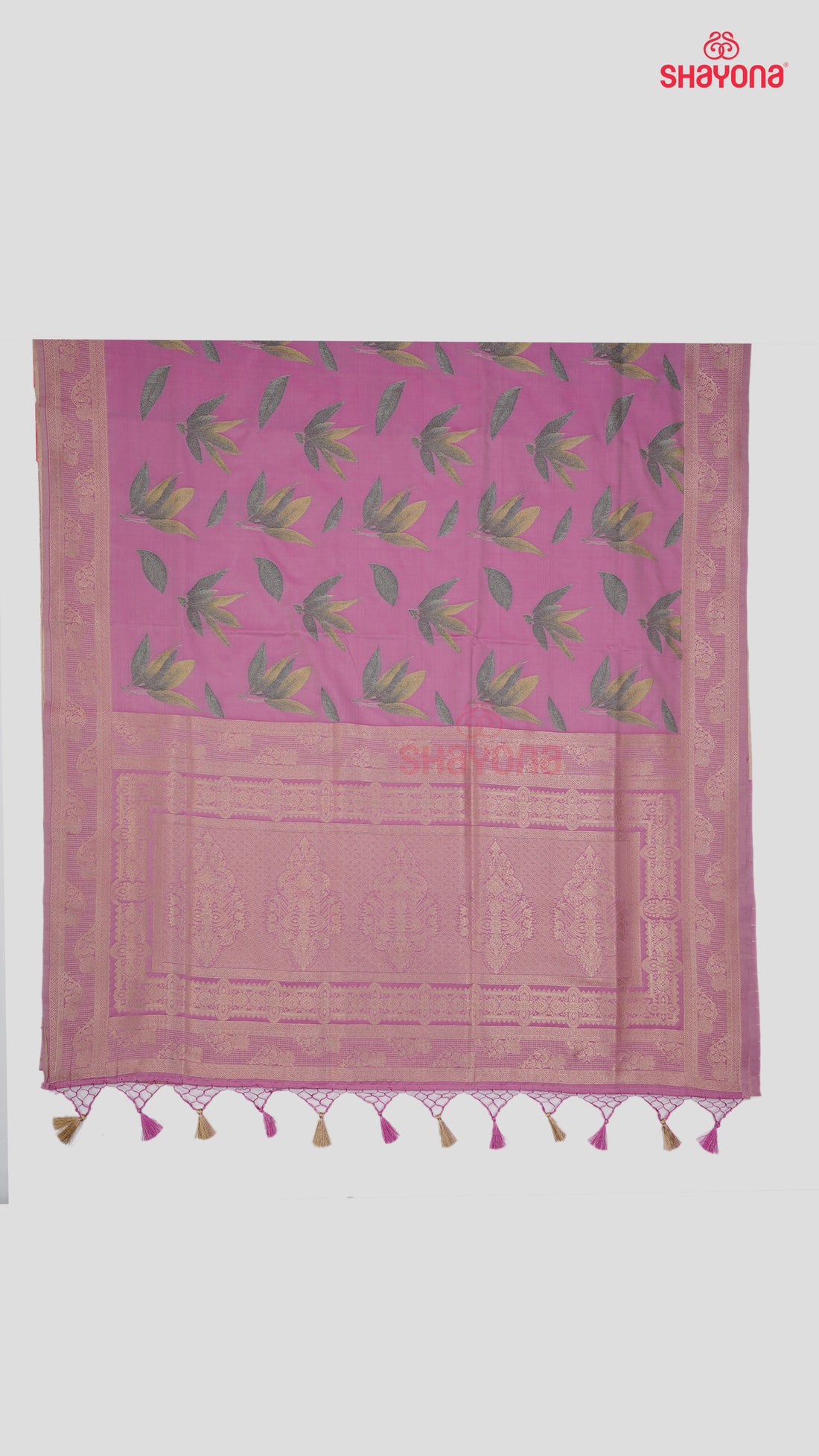 Pink Banarasi Silk Ashavali Saree with All Over Butti & Floral Jaal Gala