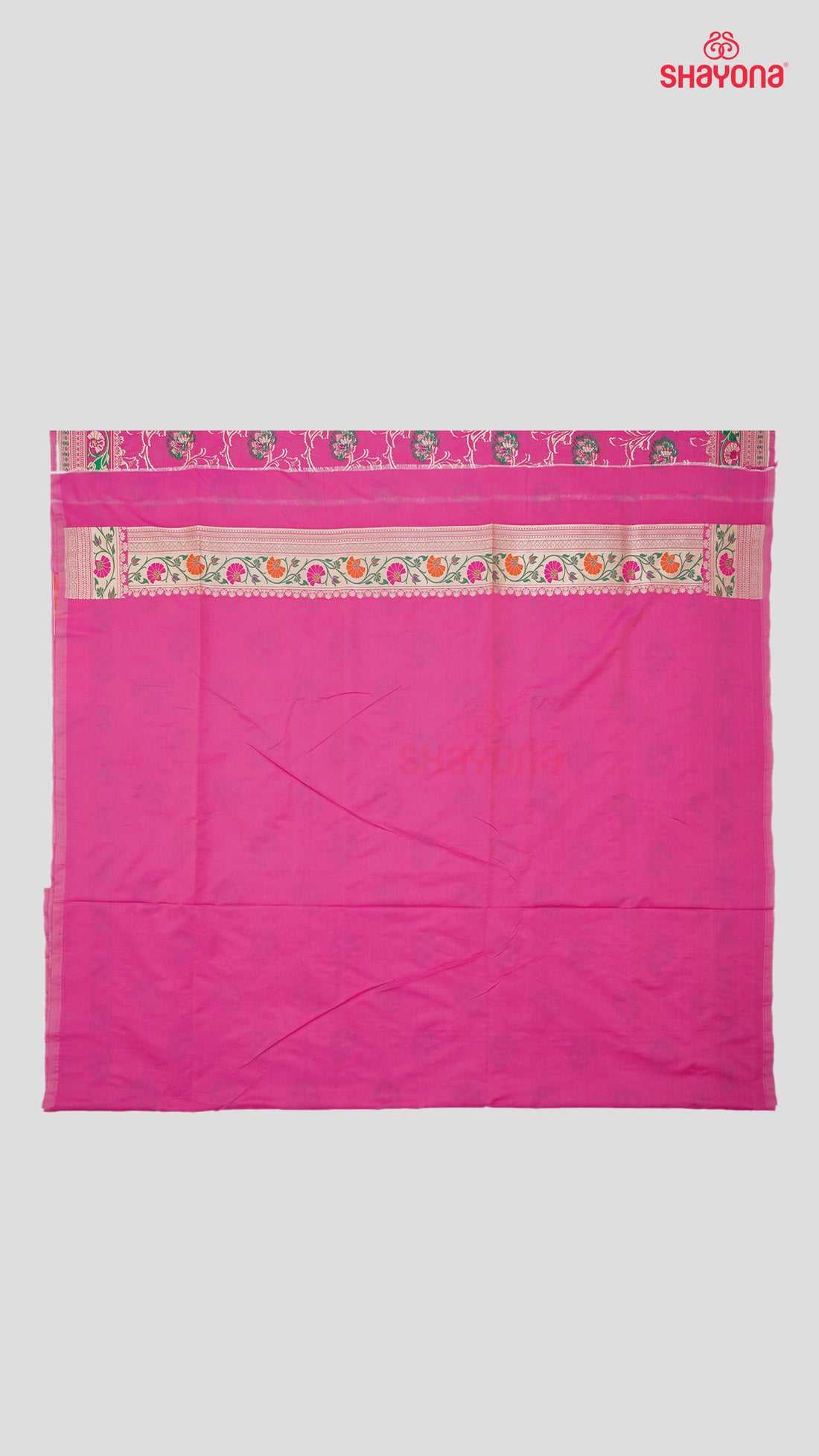 Light Deep Pink Banarasi Silk Ashavali Saree with Minakari Jaal Work