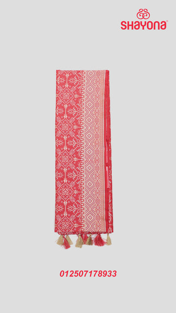 Rust (Firebrick) Banarasi Silk Ashavali Saree with Minakari Jaal Work
