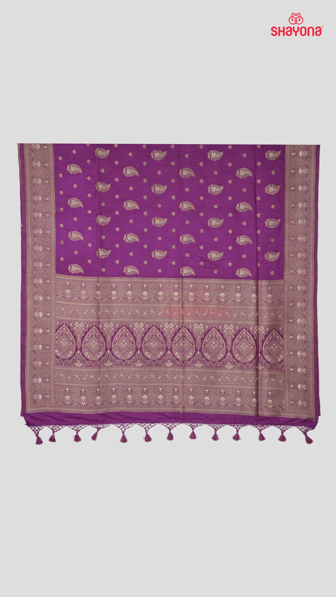 Magenta Banarasi Soft Silk Saree with Golden Butta & Nakshi Border
