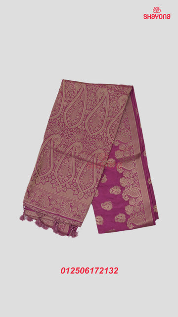 Magenta Banarasi Soft Silk Saree with Golden Butta & Nakshi Border