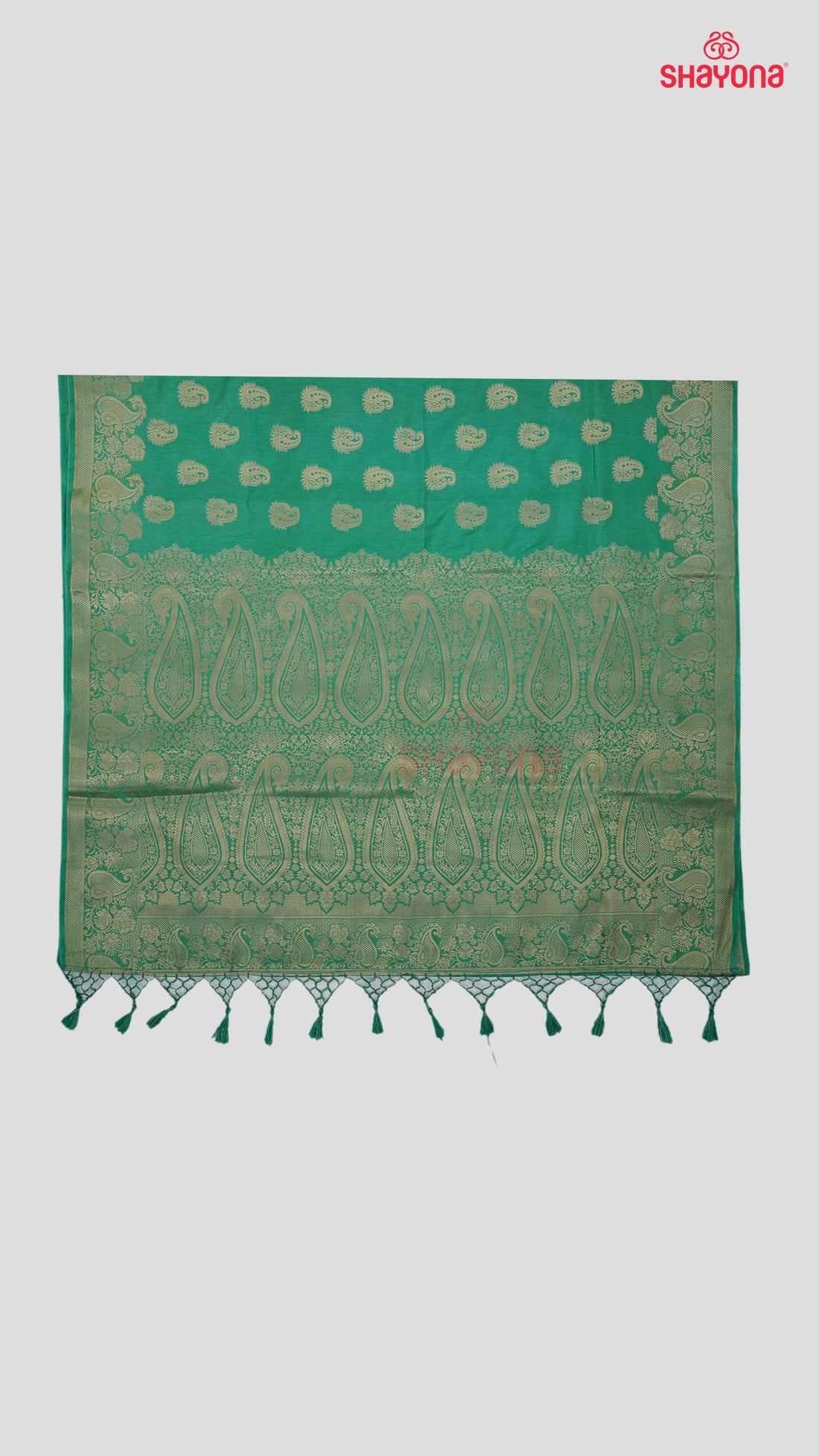 Aqua Banarasi Soft Silk Saree with Golden Butta & Nakshi Border