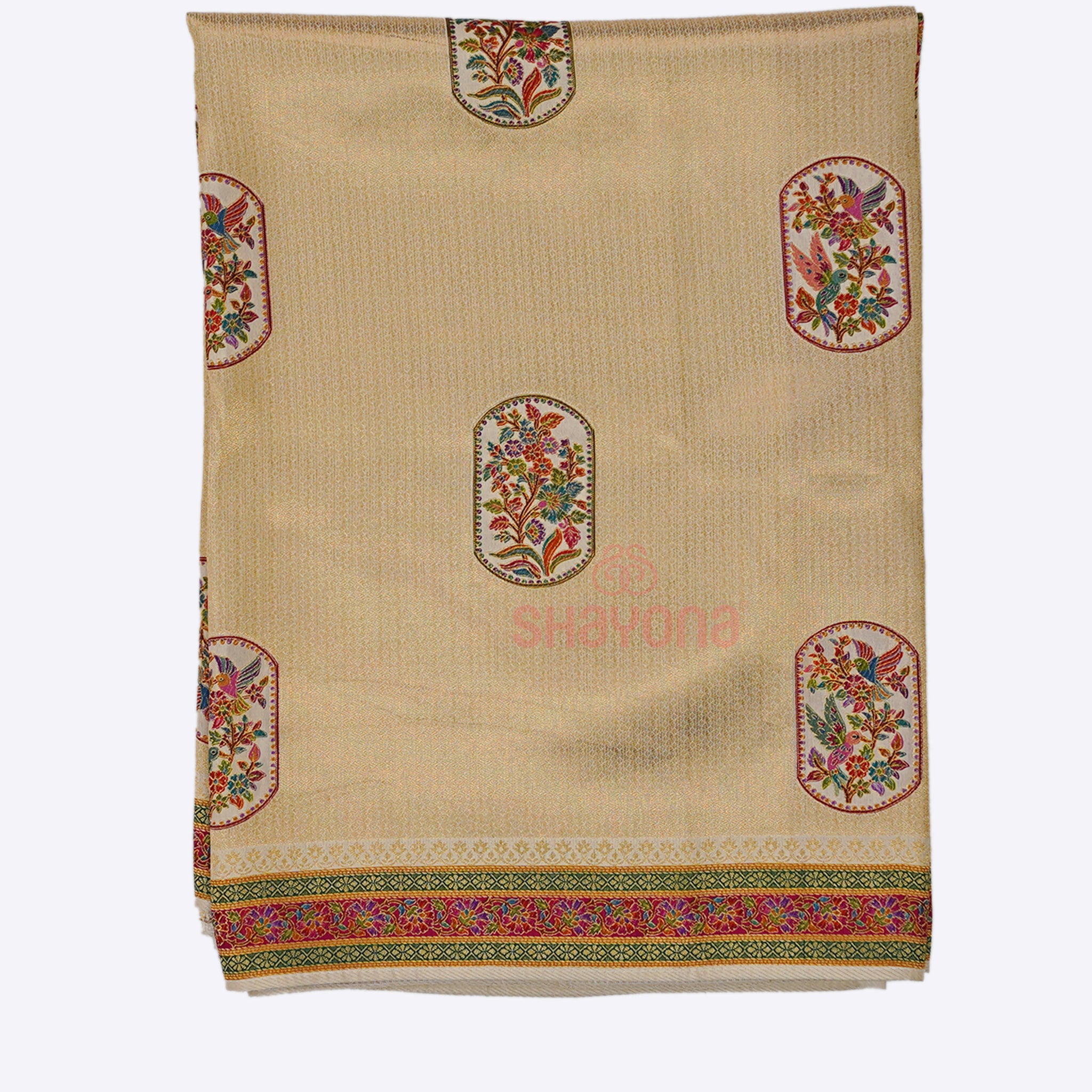 Ivory Tissue Art Silk Saree