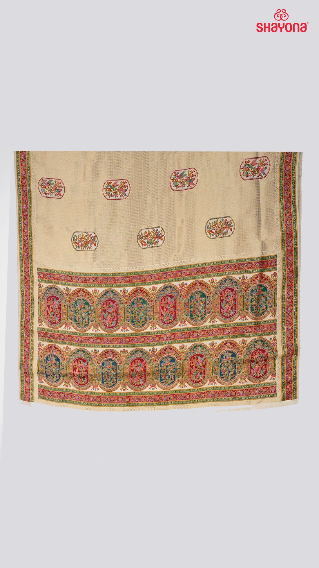 Ivory Tissue Art Silk Saree