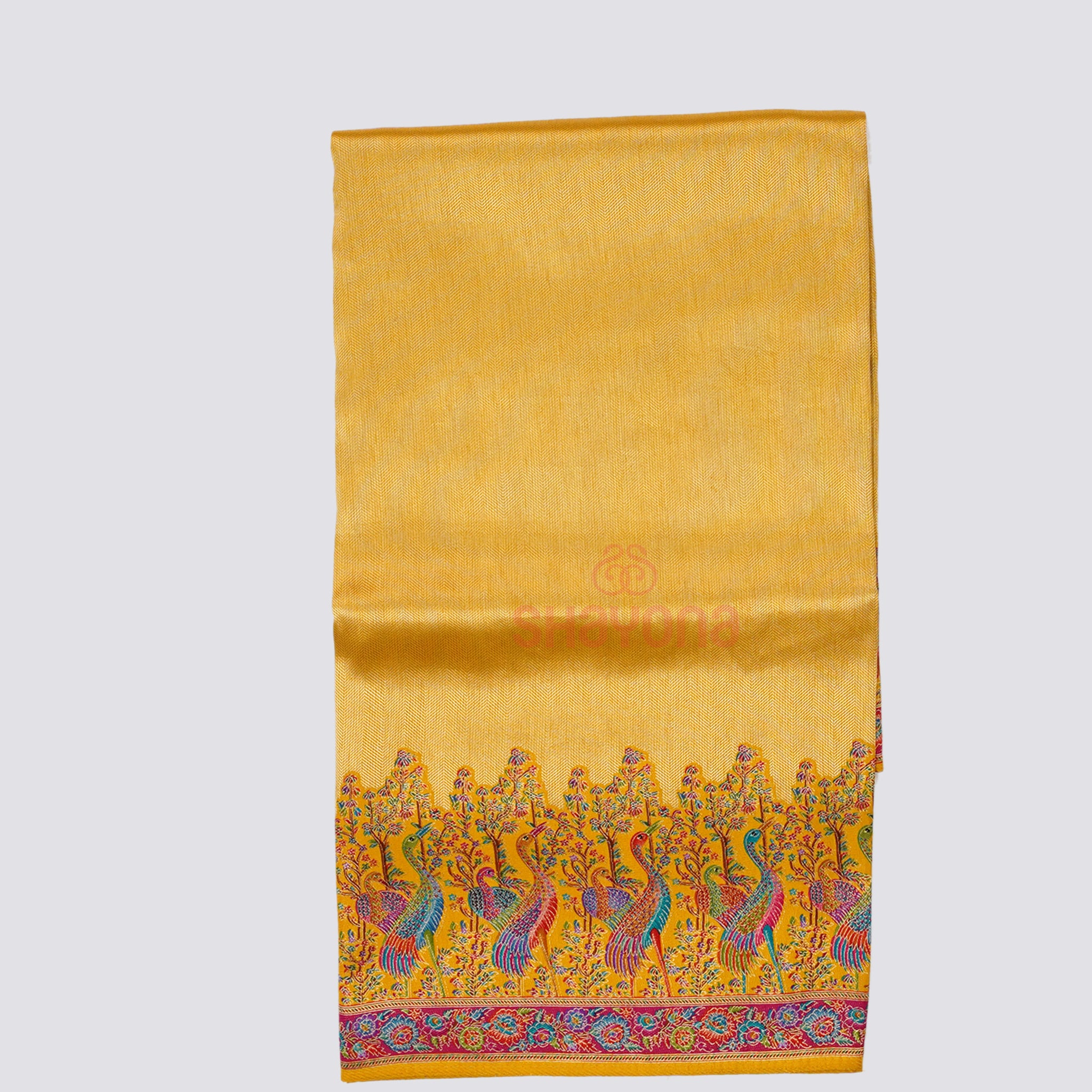 Mustard Coloured Weaved Tissue Art Silk Saree