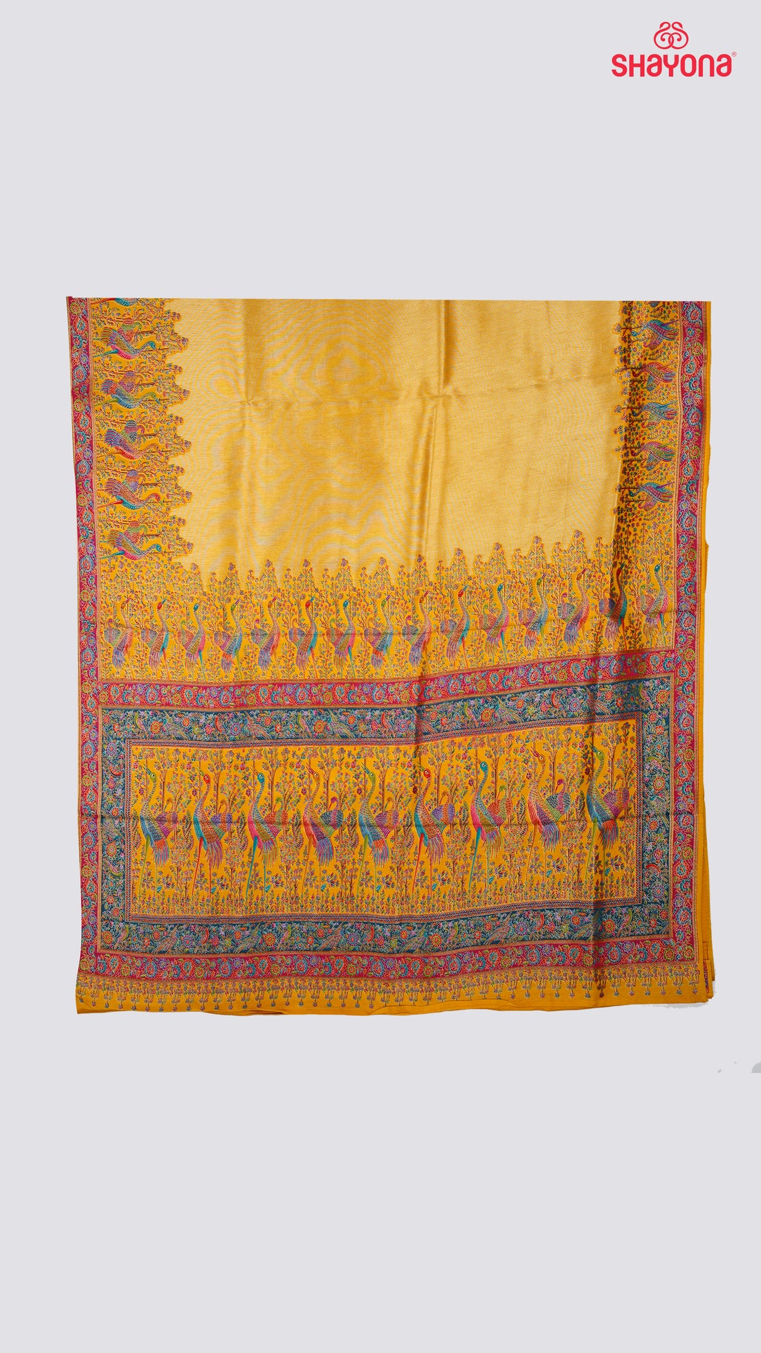 Mustard Coloured Weaved Tissue Art Silk Saree
