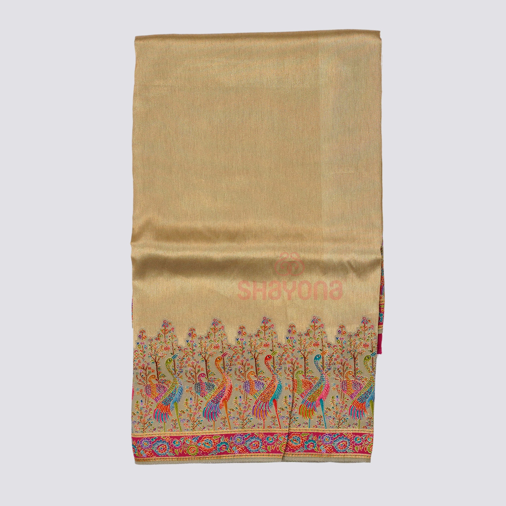 Dark Sage Green Weaved Tissue Art Silk Saree