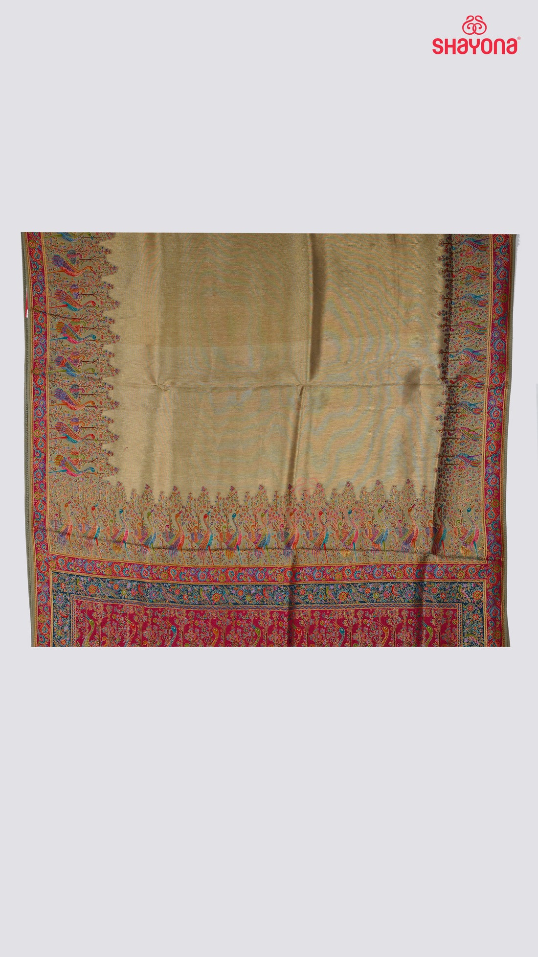 Dark Sage Green Weaved Tissue Art Silk Saree