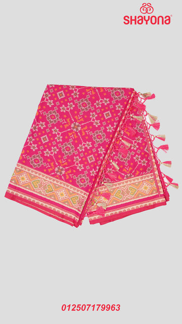 Dark Pink Artificial Powerloom Silk Thread Patola Saree