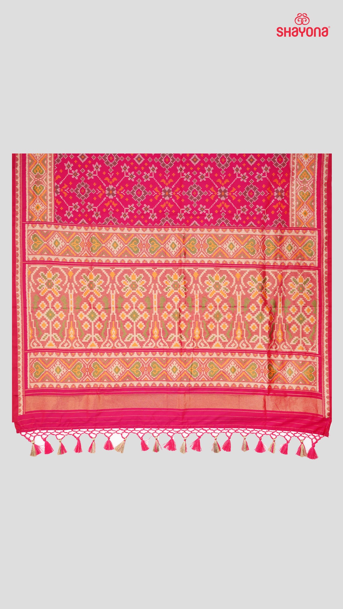 Dark Pink Artificial Powerloom Silk Thread Patola Saree