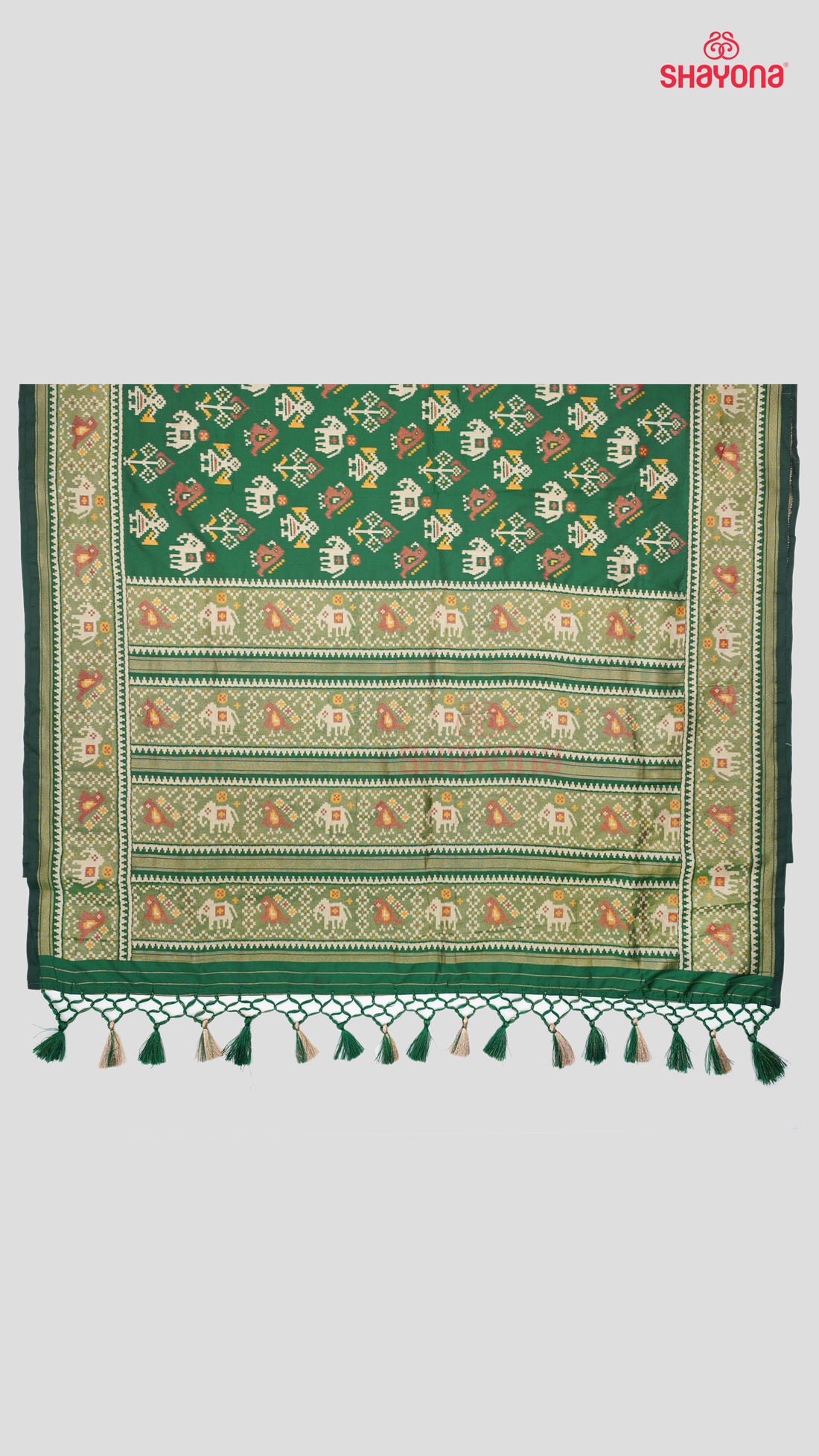 Dark Green Artificial Powerloom Silk Thread Patola Saree