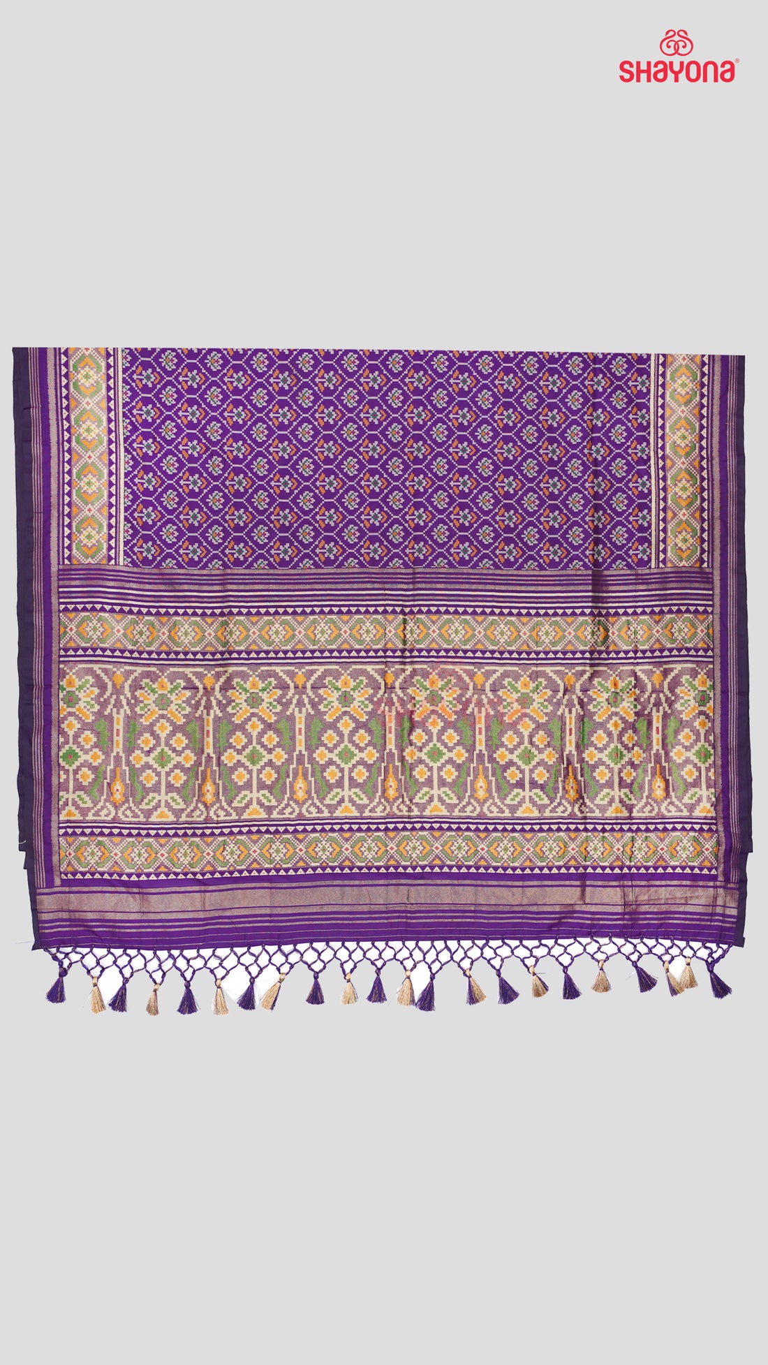 Dark Purple Artificial Silk Patola Saree with Jaal Weave, Nakshi Border & Heavy Pallav