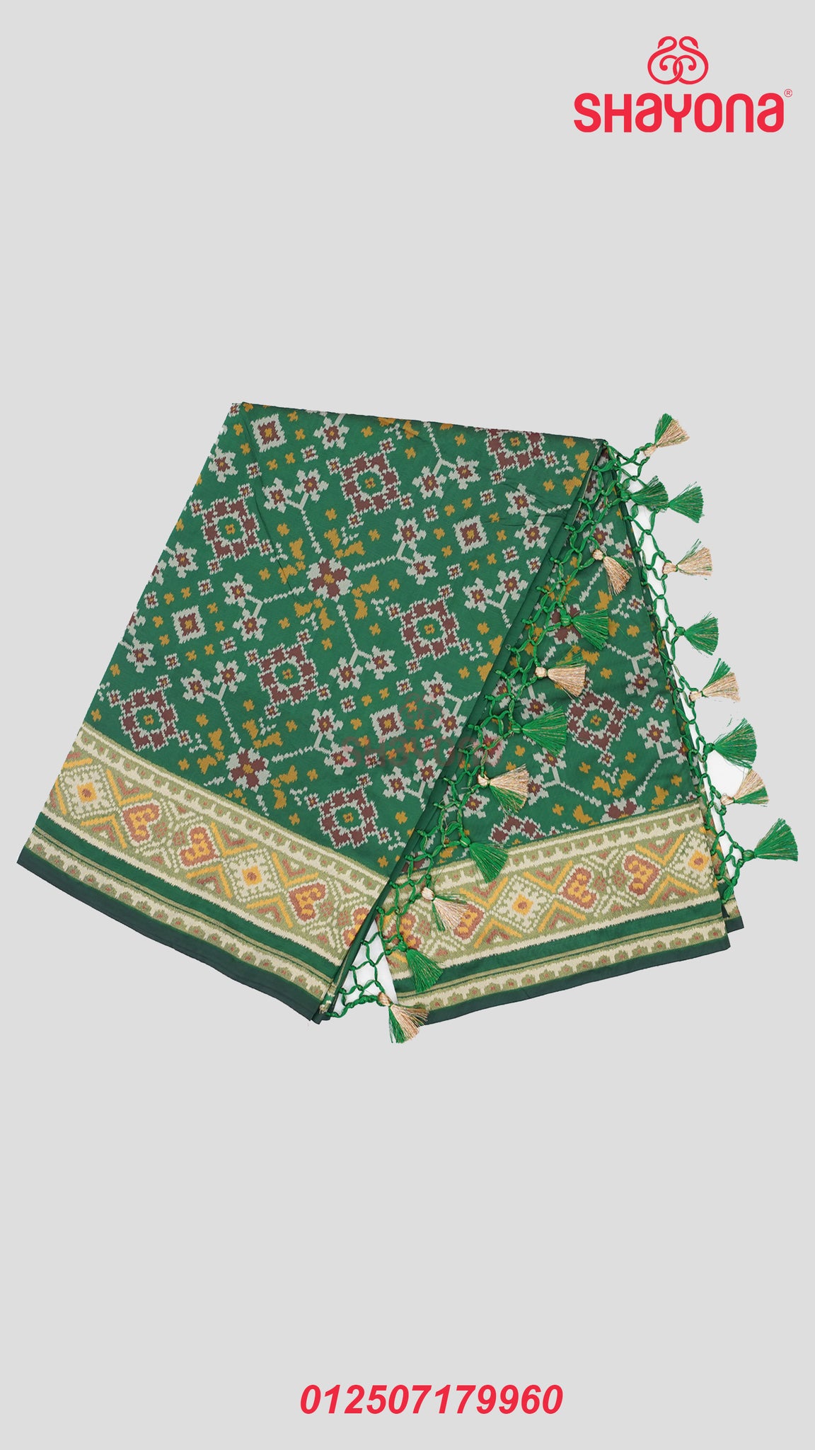 Green Artificial Powerloom Silk Thread Patola Saree