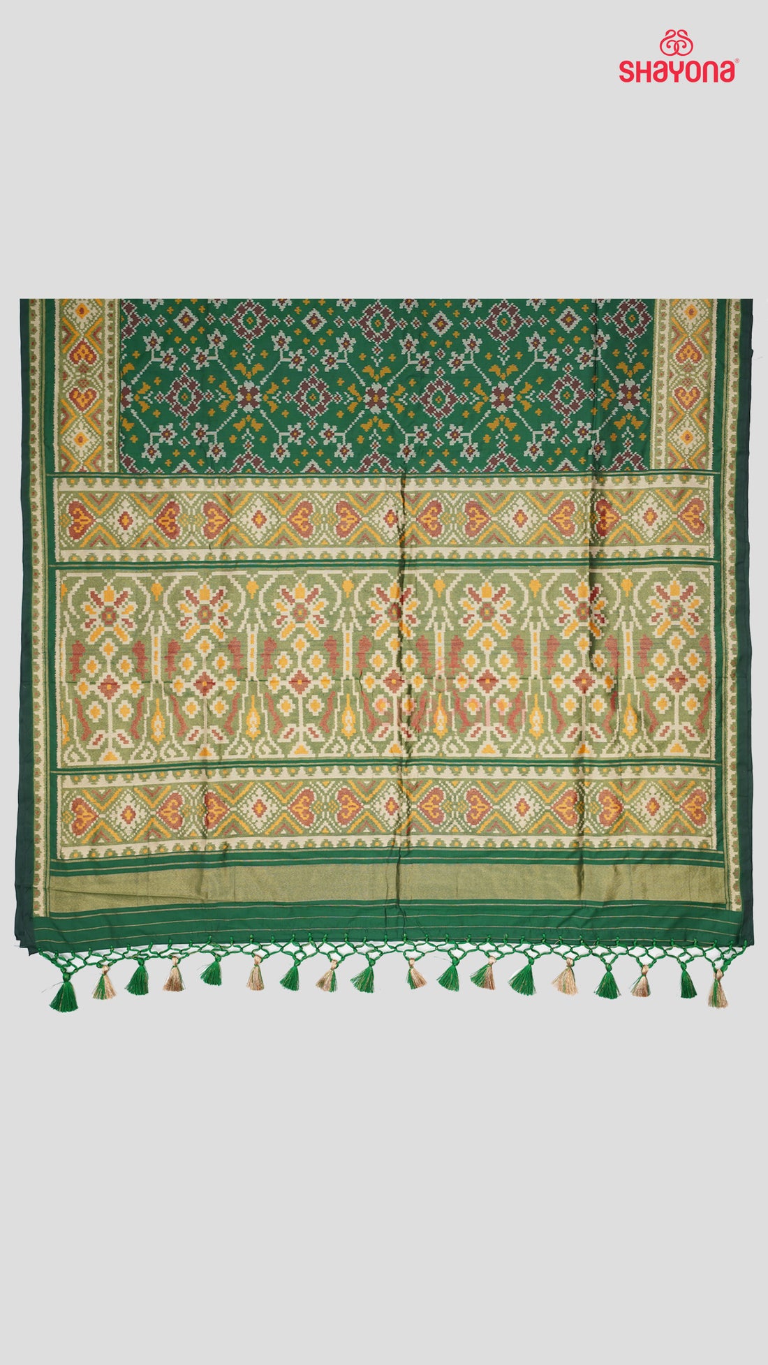 Green Artificial Powerloom Silk Thread Patola Saree