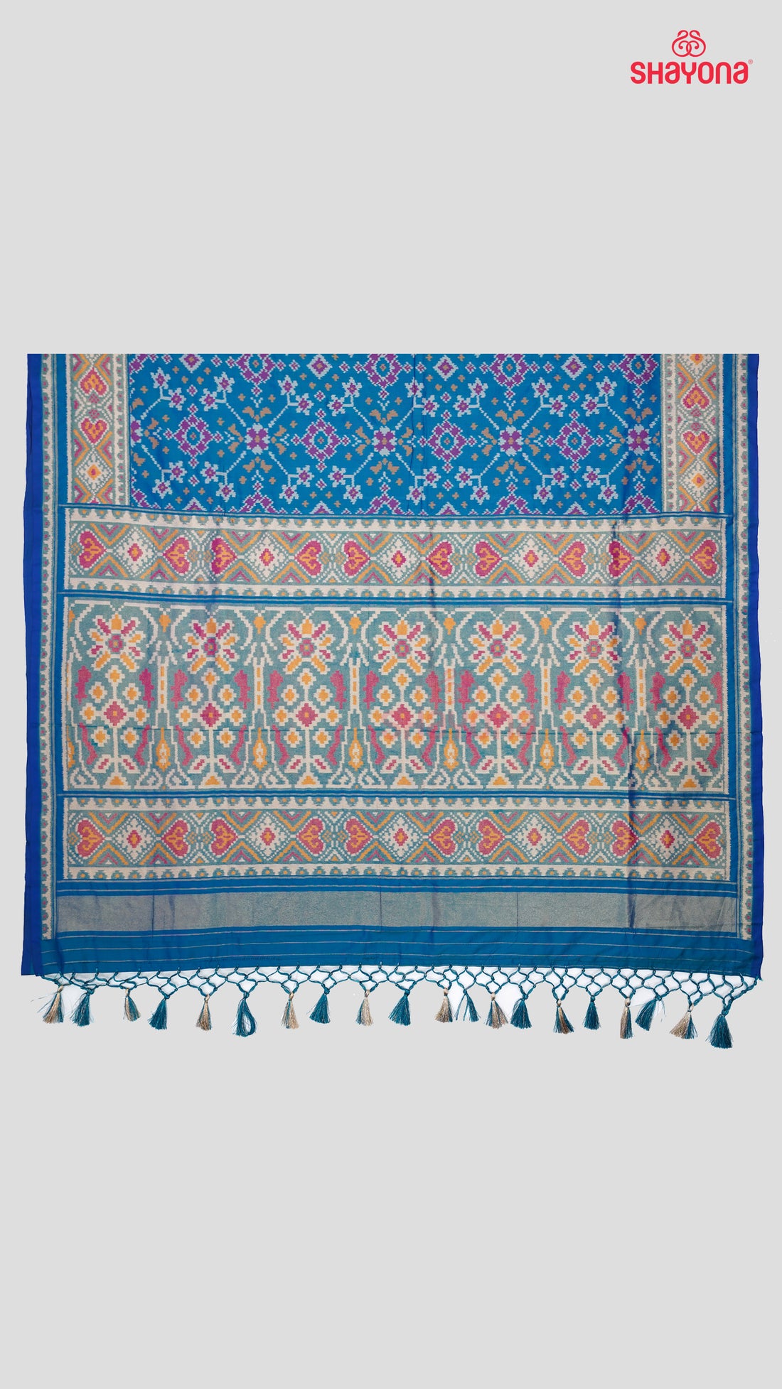Steel Blue Artificial Powerloom Silk Thread Patola Saree