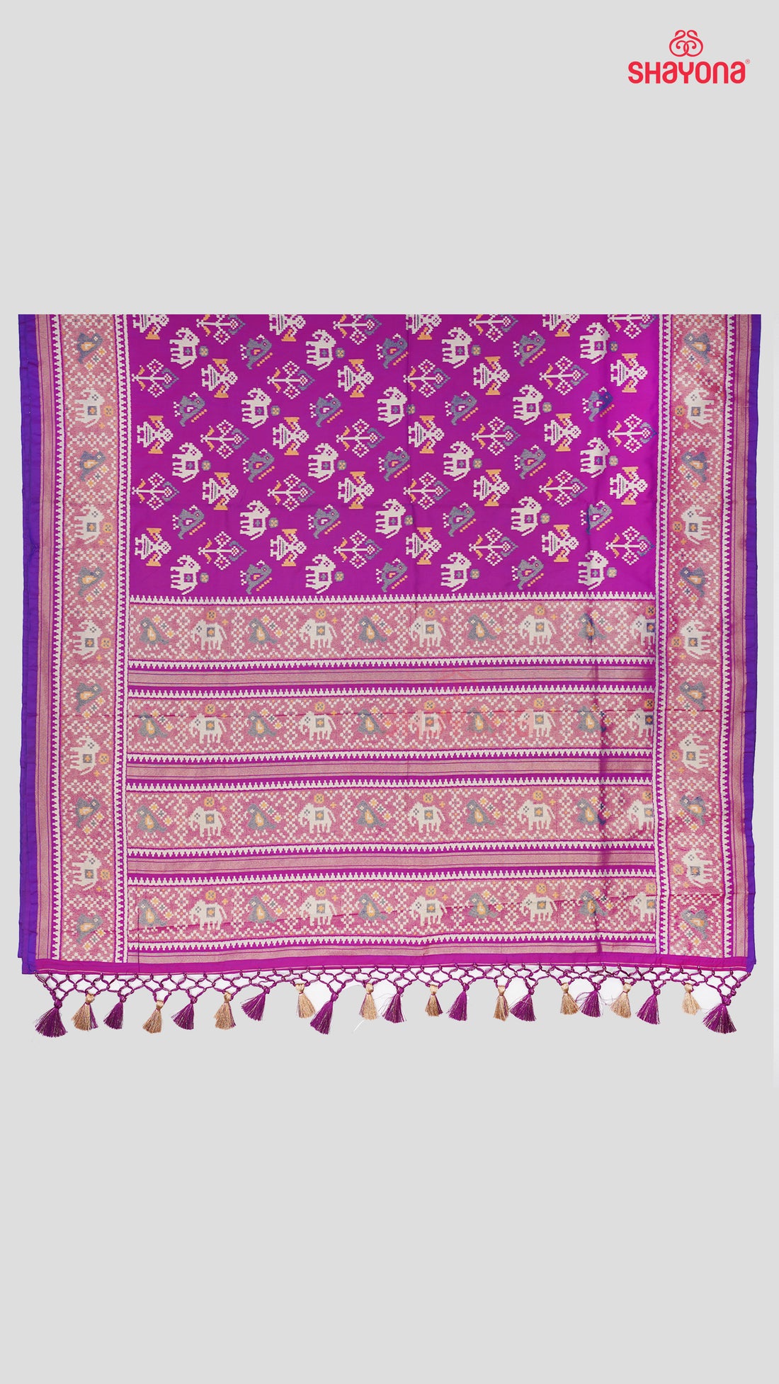 Dark Violet Red Artificial Powerloom Silk Thread Patola Saree