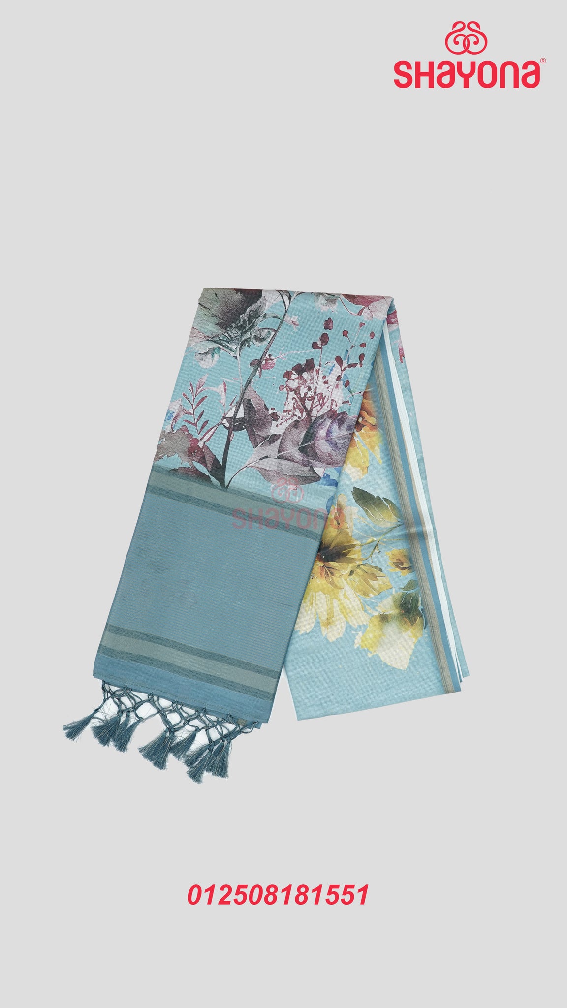 Light Blue Tussa Cotton Saree – Graceful Ethnic Elegance
