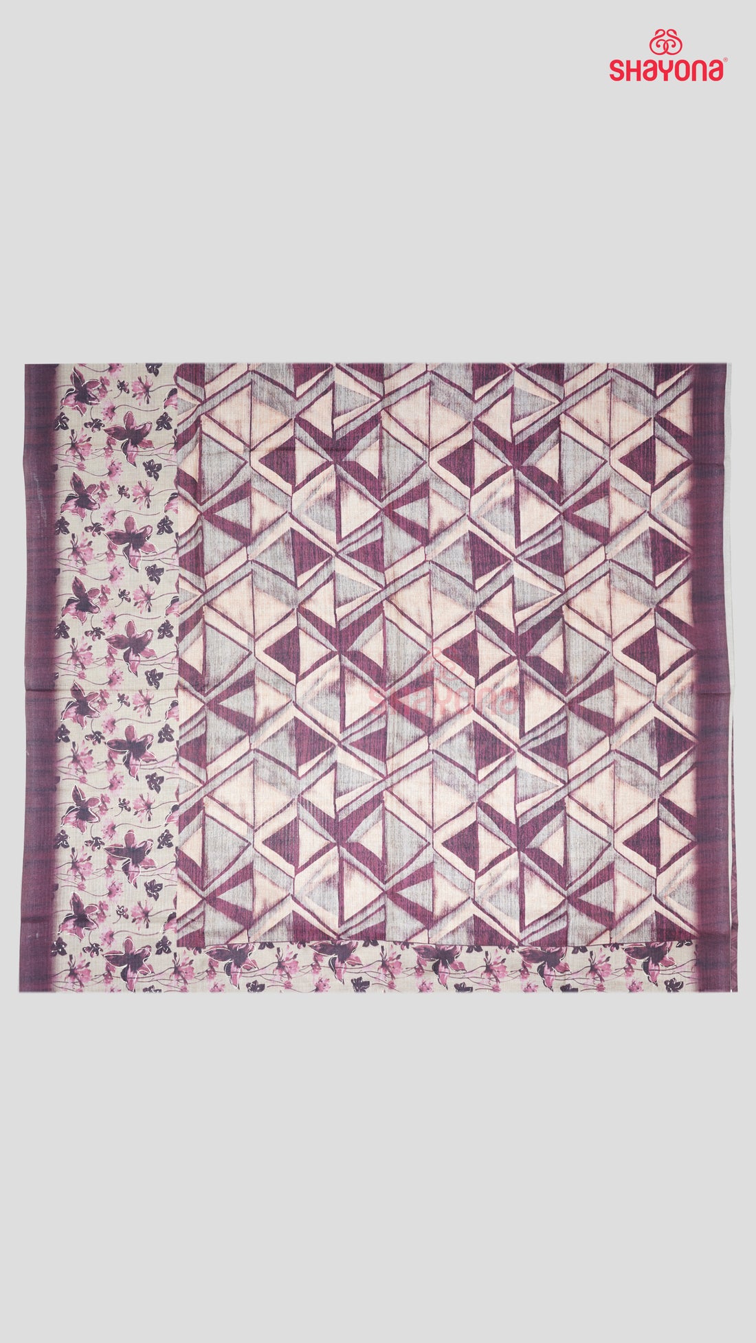Magenta Weaved Tussa Based Cotton Saree