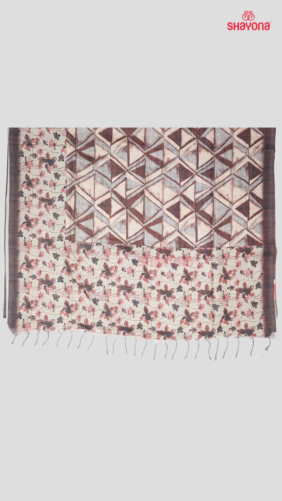 Dark Rose Gold Weaved Tussa Based Cotton Saree