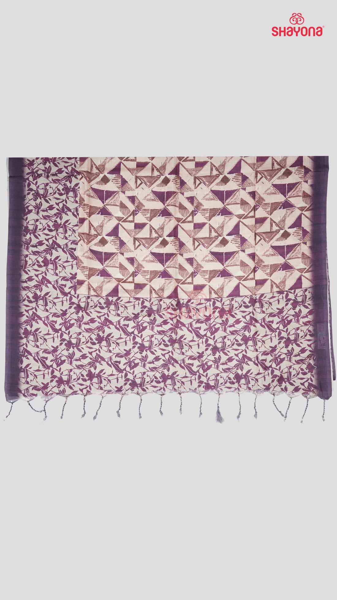 Dark Rose Gold Weaved Tussa Based Cotton Saree