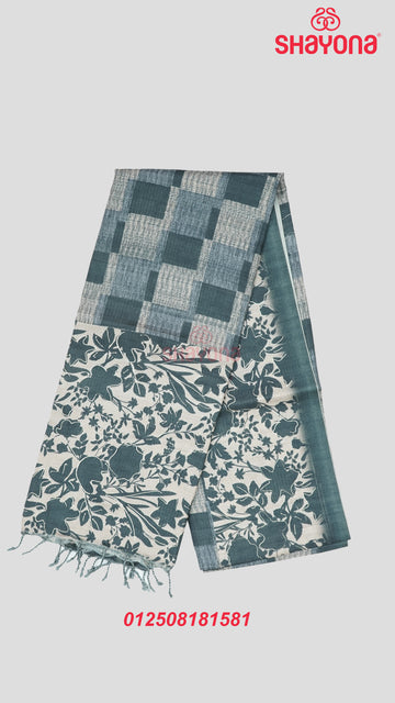 Light Black Tussa Cotton Saree – Classic Elegance with Modern Prints