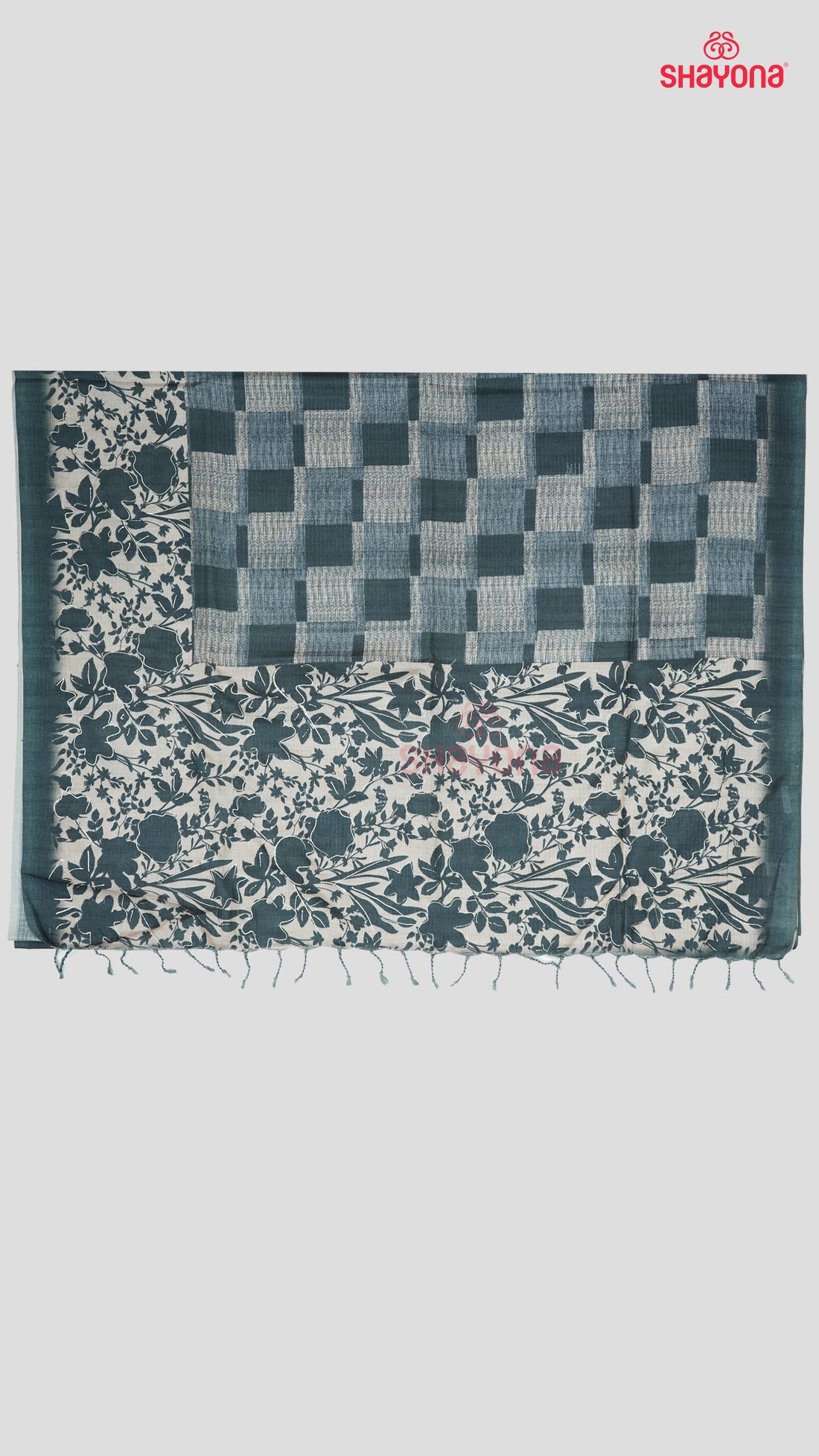 Light Black Tussa Cotton Saree – Classic Elegance with Modern Prints