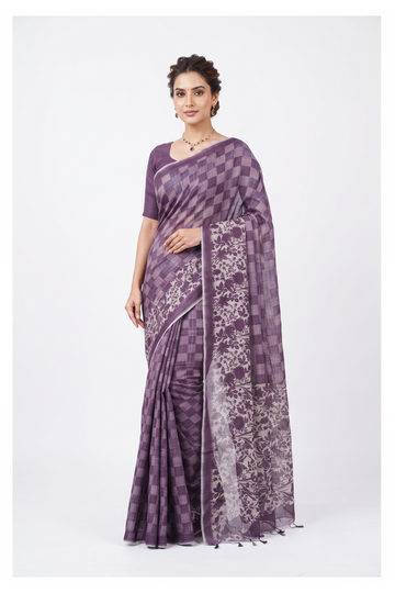Plum Cotton Wedding & Party Wear Saree